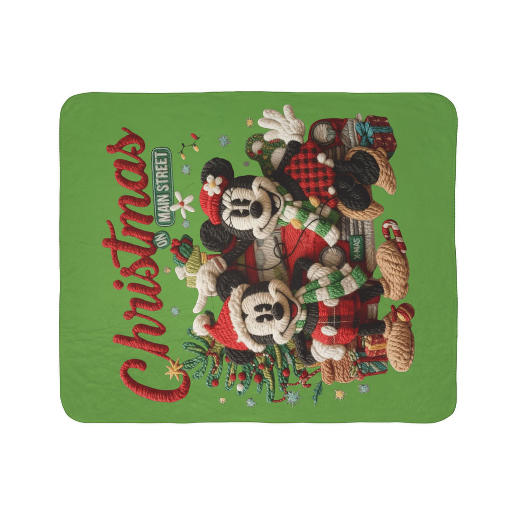 Christmas Sherpa Blanket — Holiday Mickey & Minnie Plush Knit Design