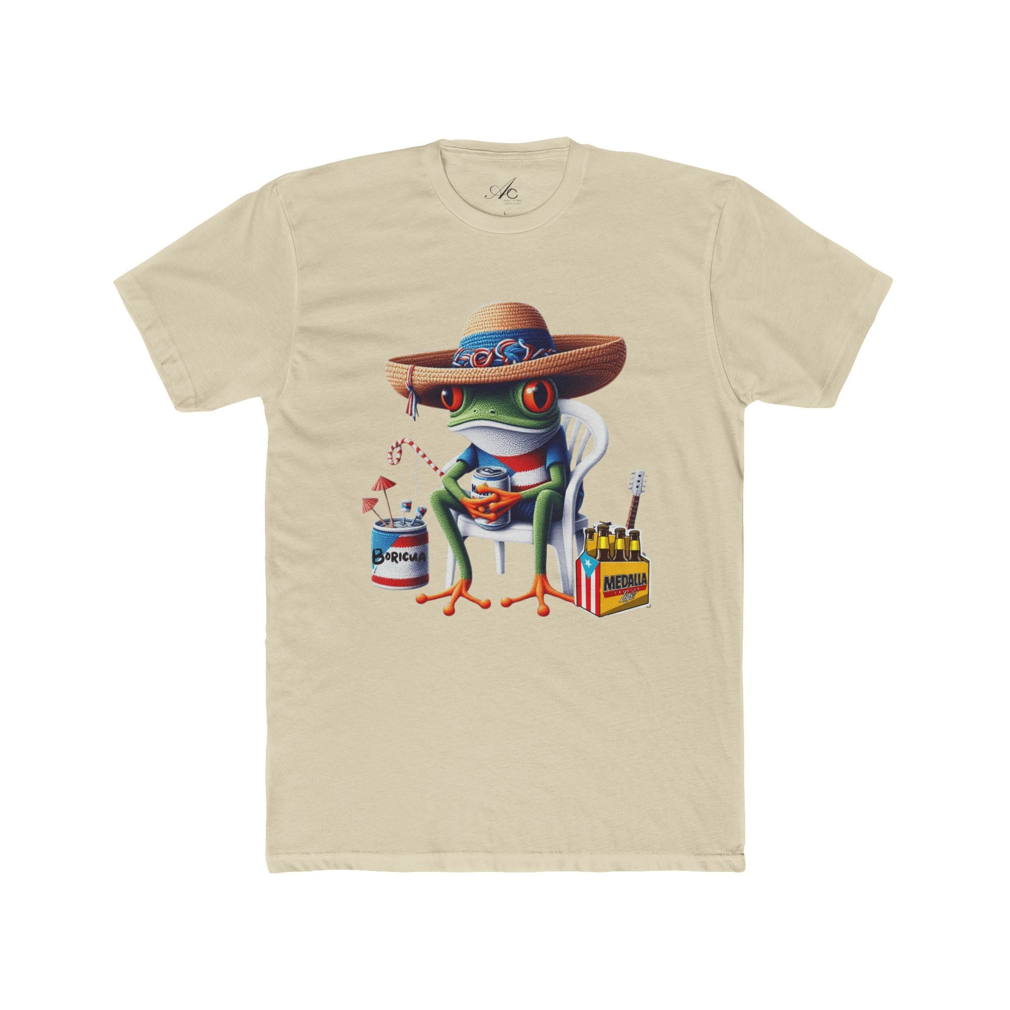 Puerto Rico’s Navidades Coqui Frog Fishing Tee  Cute Cartoon Frog Angler Graphic T‑Shirt
