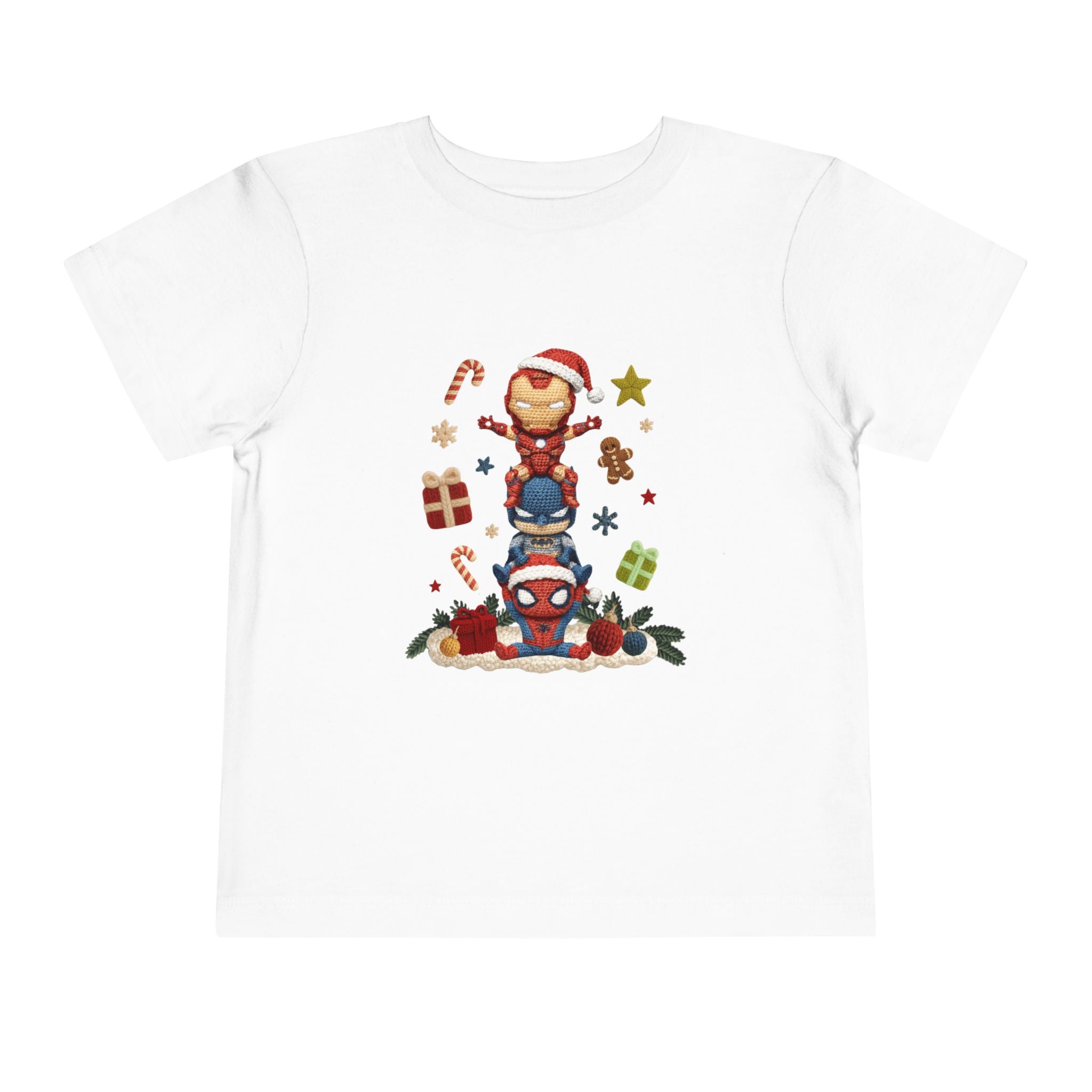 Toddler Tee  Cute Stacked Superhero Christmas Pile christmas kids collection