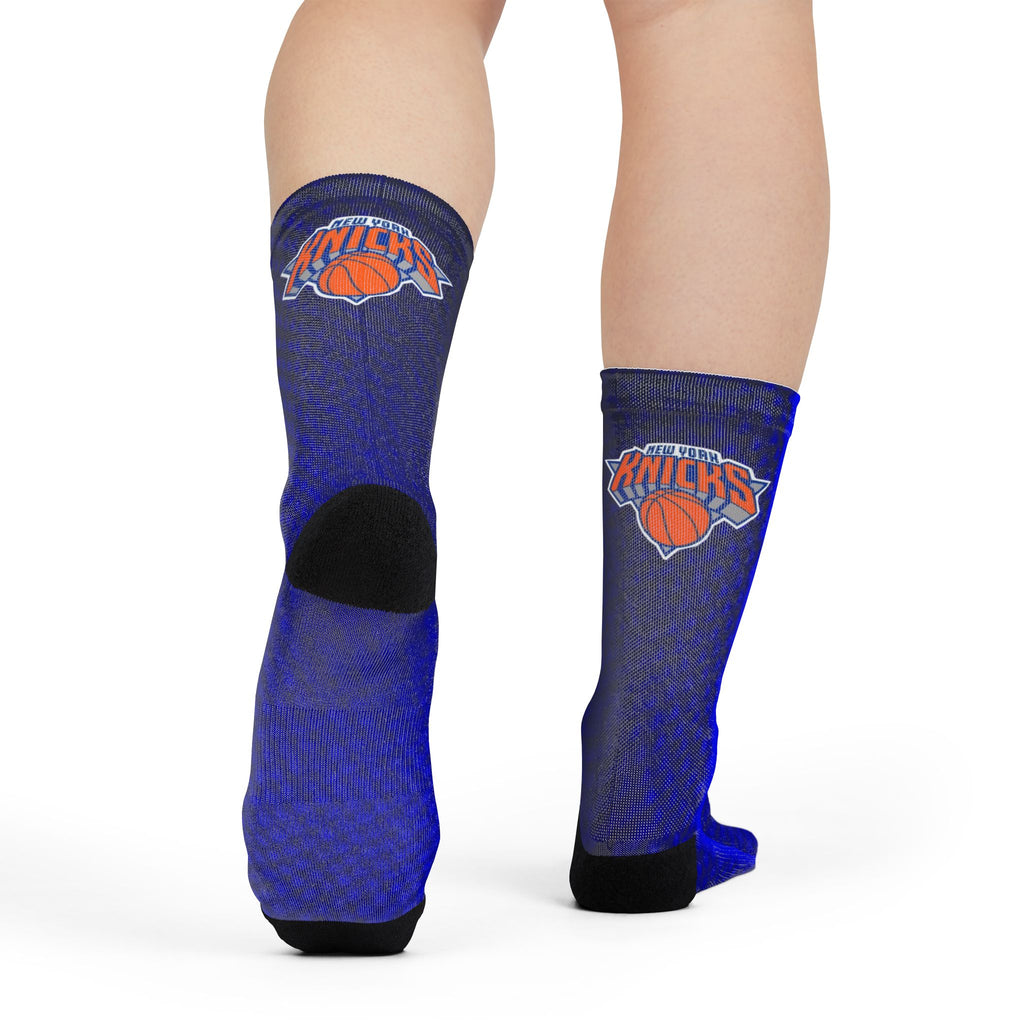 Blue Gradient Crew Socks with Basketball Logo — Sublimation Athletic Socks