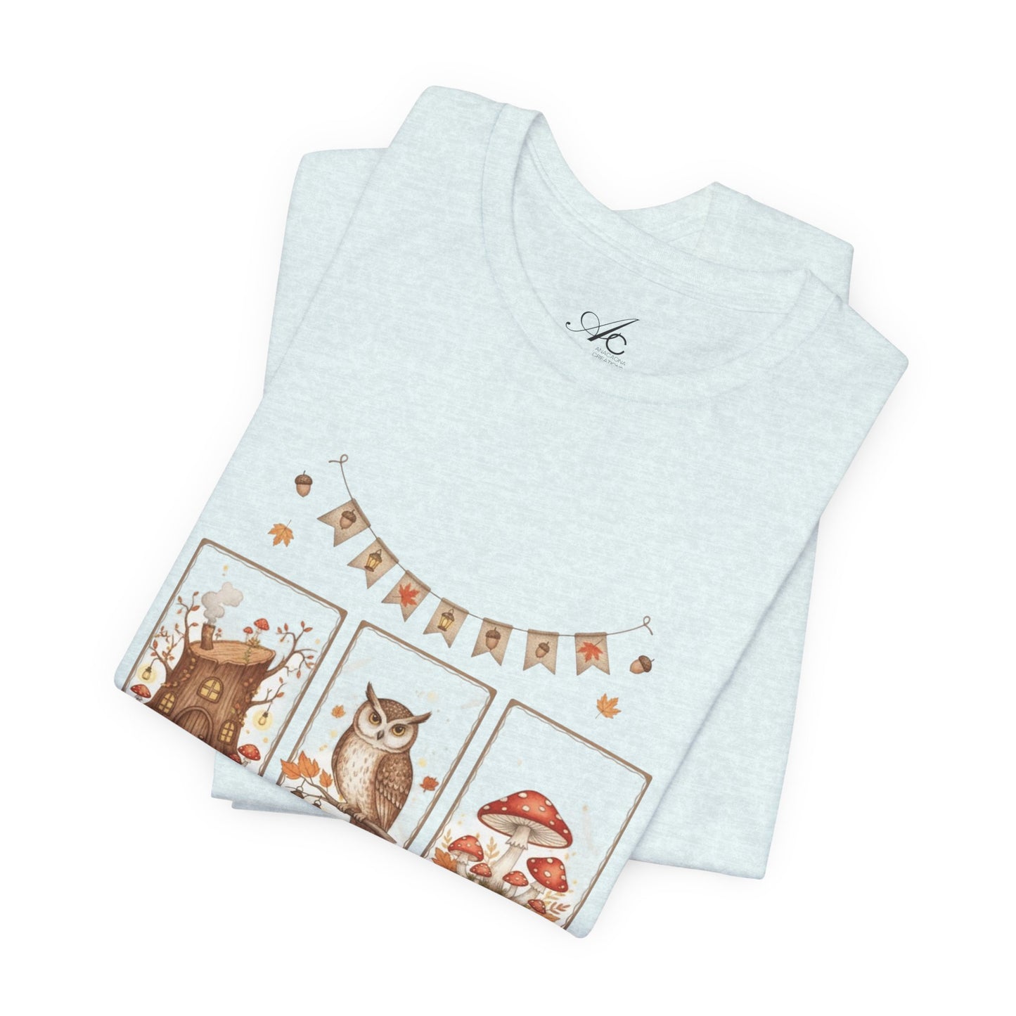 Enchanted Forest Fall Tee, Cute Owl Shirt, Autumn Graphic Tee, Nature Lover Gift, Cozy Fall Apparel, Wildlife T-Shirt, Unisex Fall Top