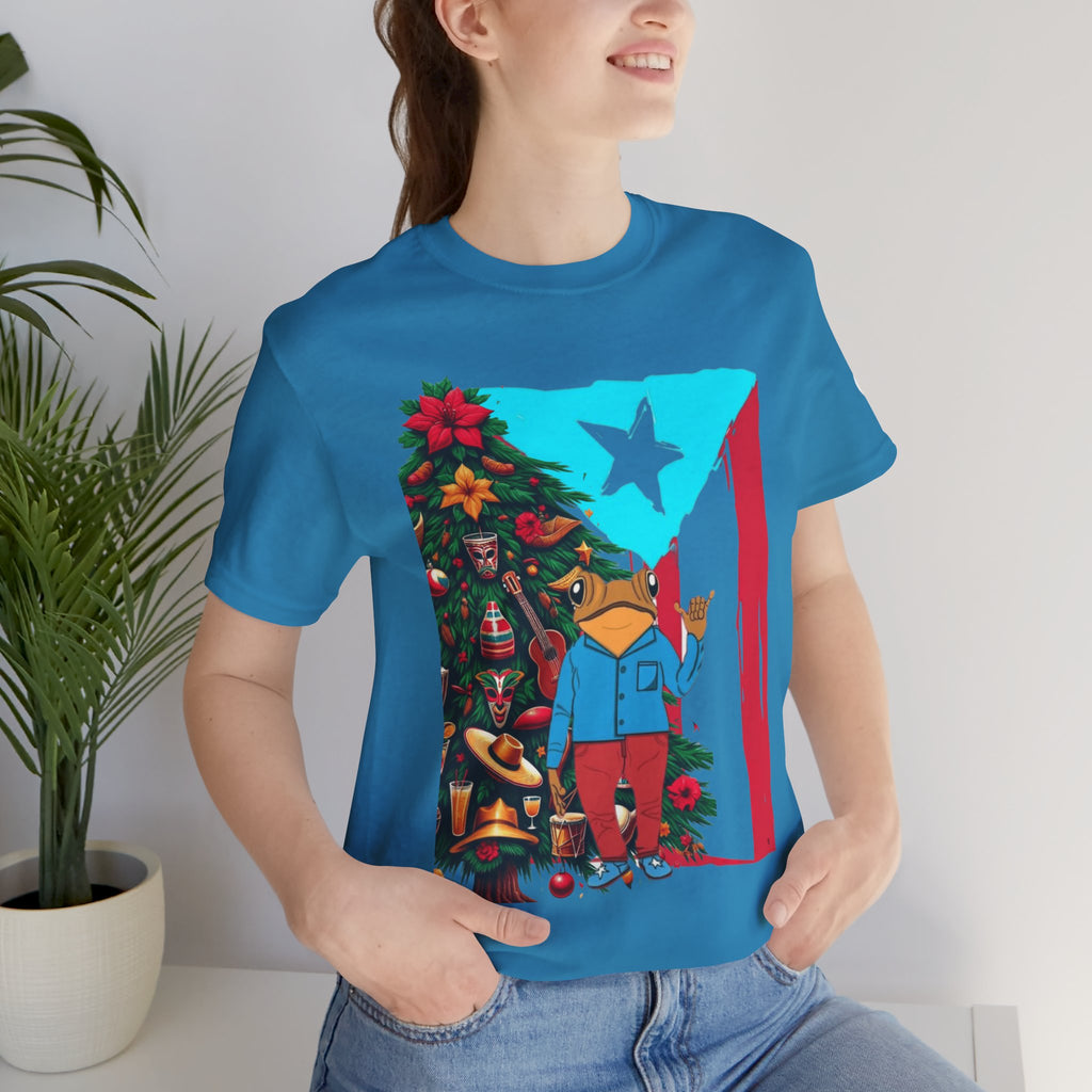 Puerto Rico Holiday T-Shirt  Coquí by Christmas Tree Graphic Puerto Rico’s Navidades