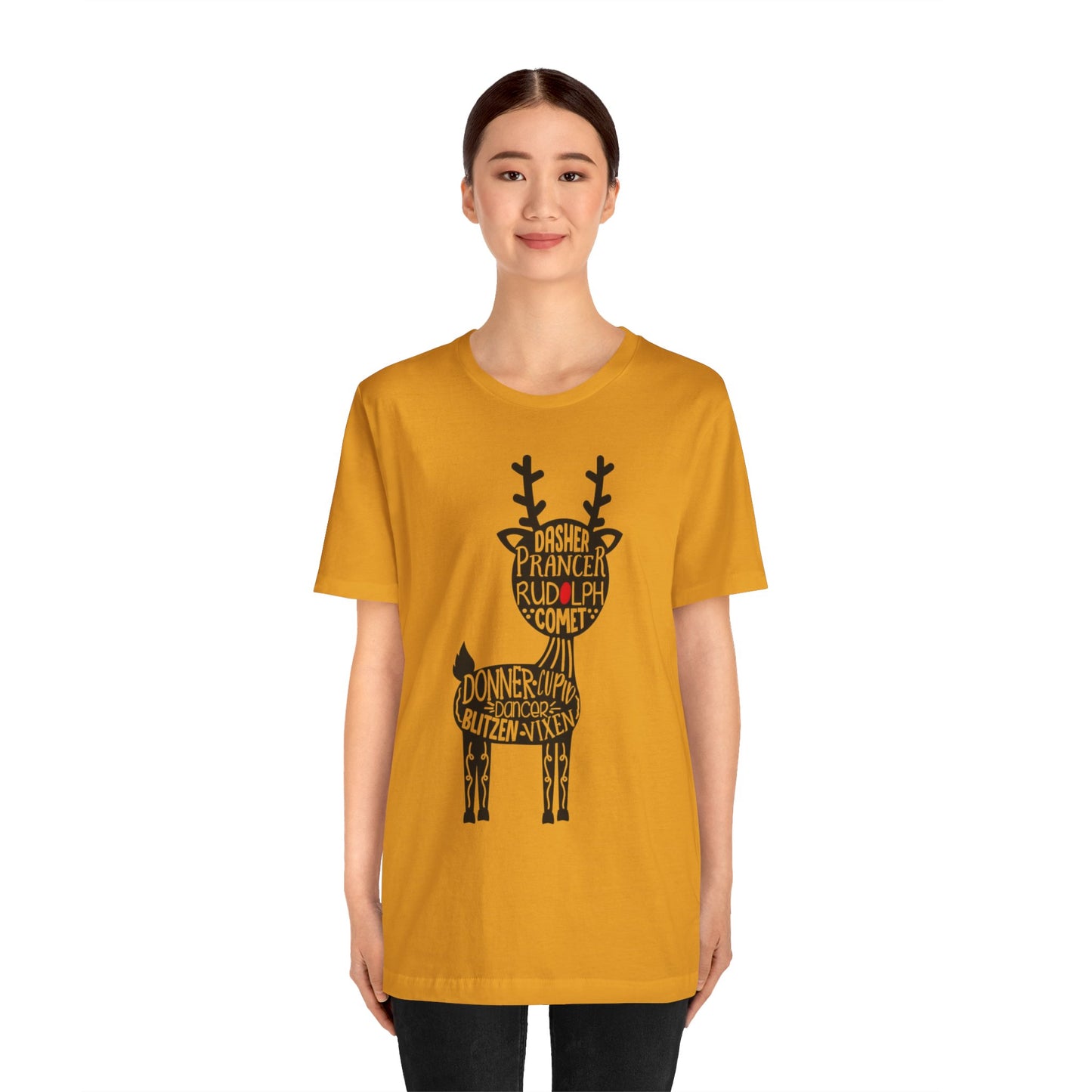 Christmas Reindeer Graphic Tee - Unisex Jersey Short Sleeve Shirt