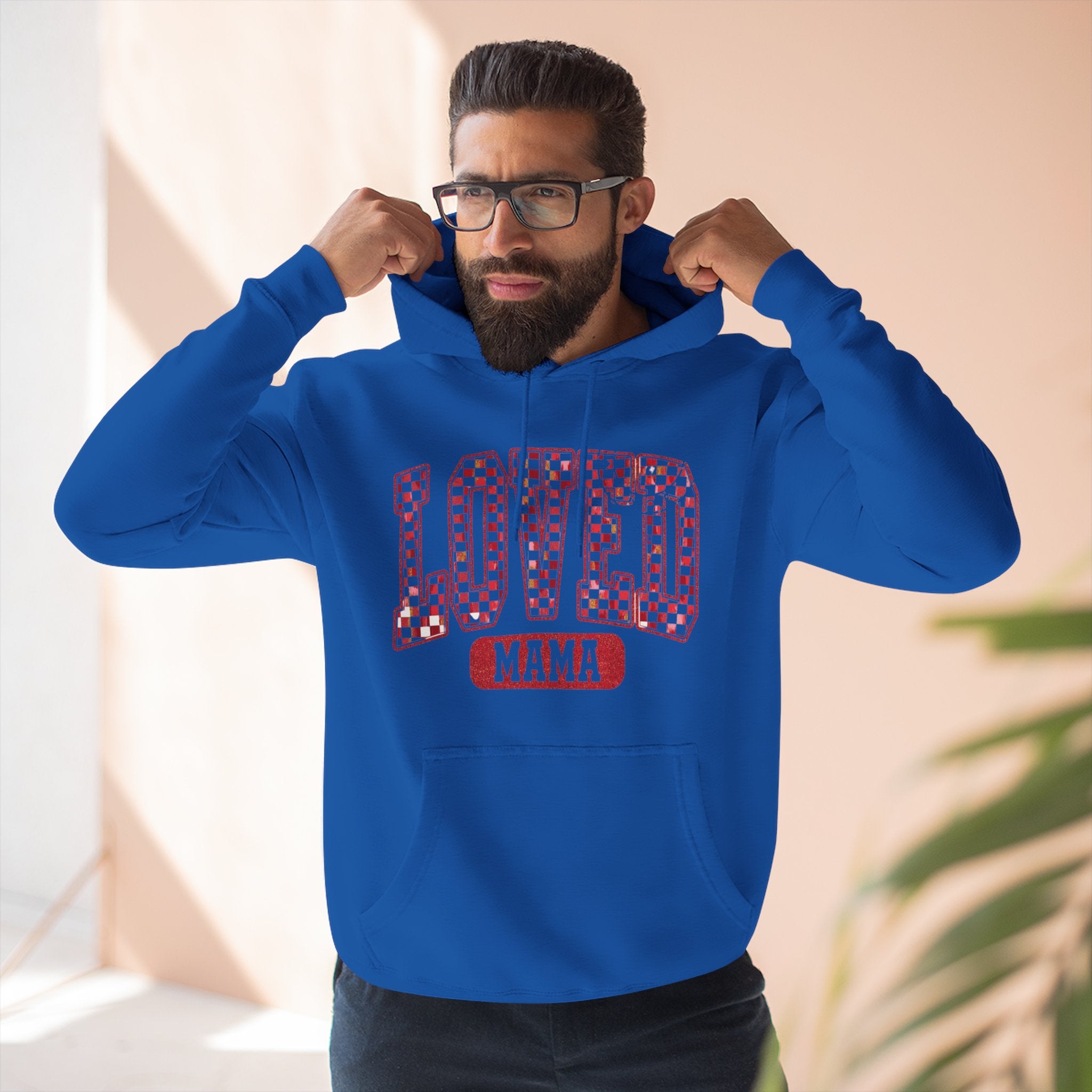 Hoodie  Loved Mama Checkerboard Graphic Hoodie