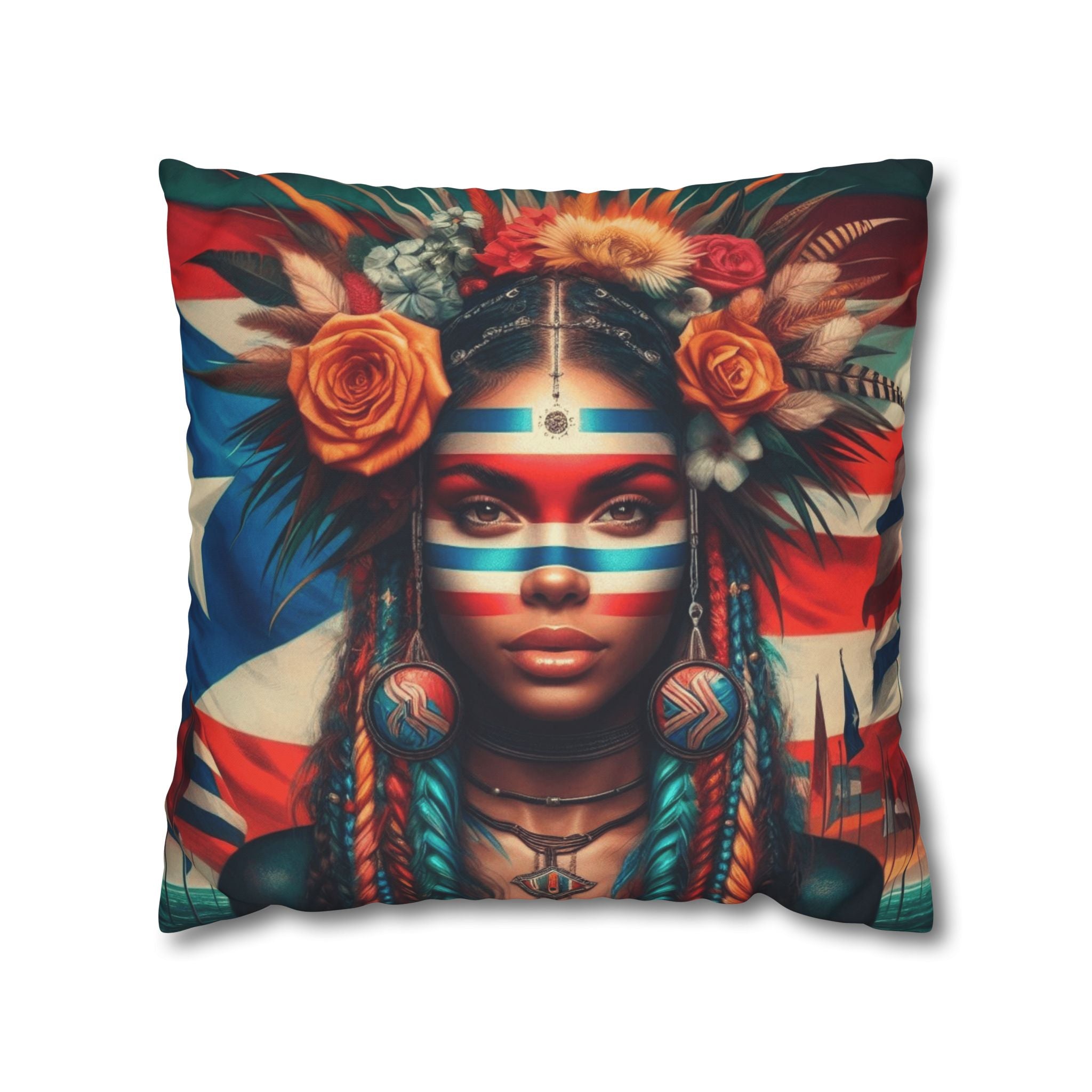 Tribal Goddess Decorative Pillow Puerto Rico Culture Pillow