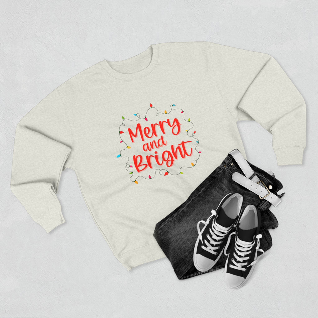 Christmas T-Shirts & Sweatshirts | Holiday Graphic Tees & Cozy Festive Wear Merry and Bright Crewneck Sweatshirt