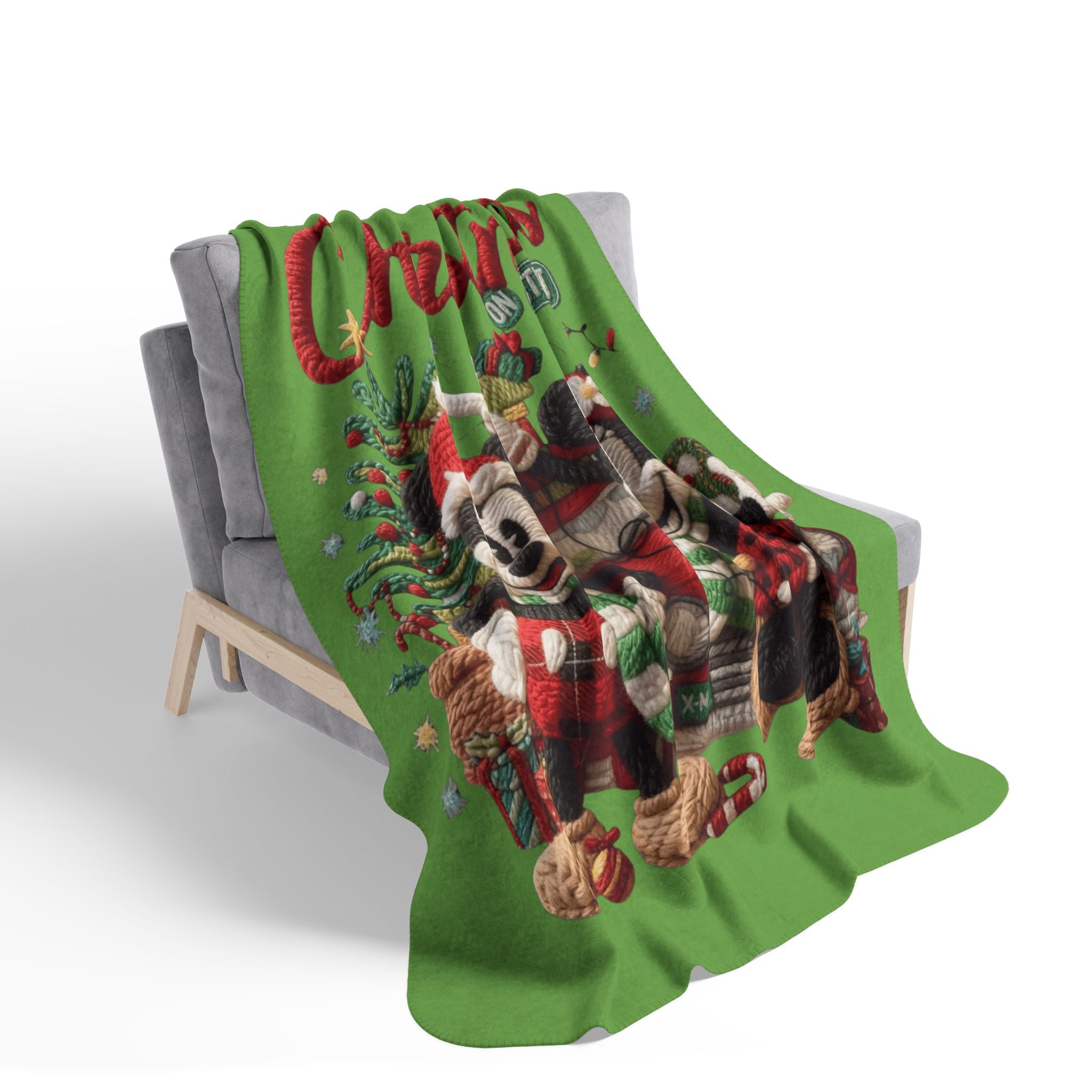 Christmas Sherpa Blanket — Holiday Mickey & Minnie Plush Knit Design