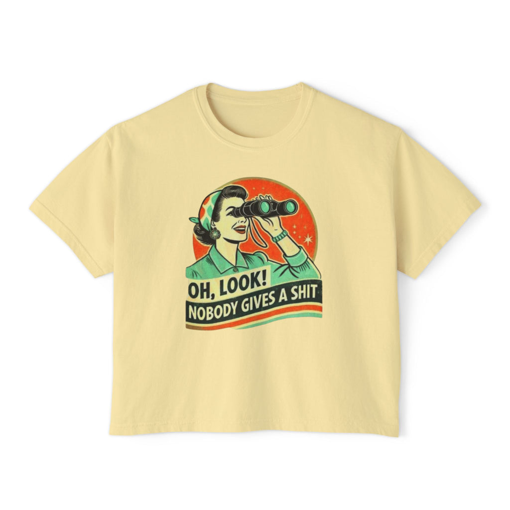 Graphic Tee — "Oh, Look! Nobody Gives a Shit" Retro Binoculars Design
