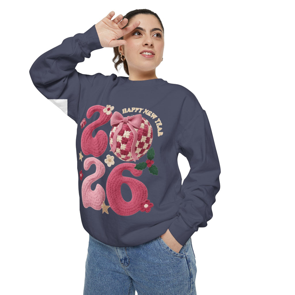 Happy New Year 2026 Sweater  Pink Festive Graphic Sweatshirt
