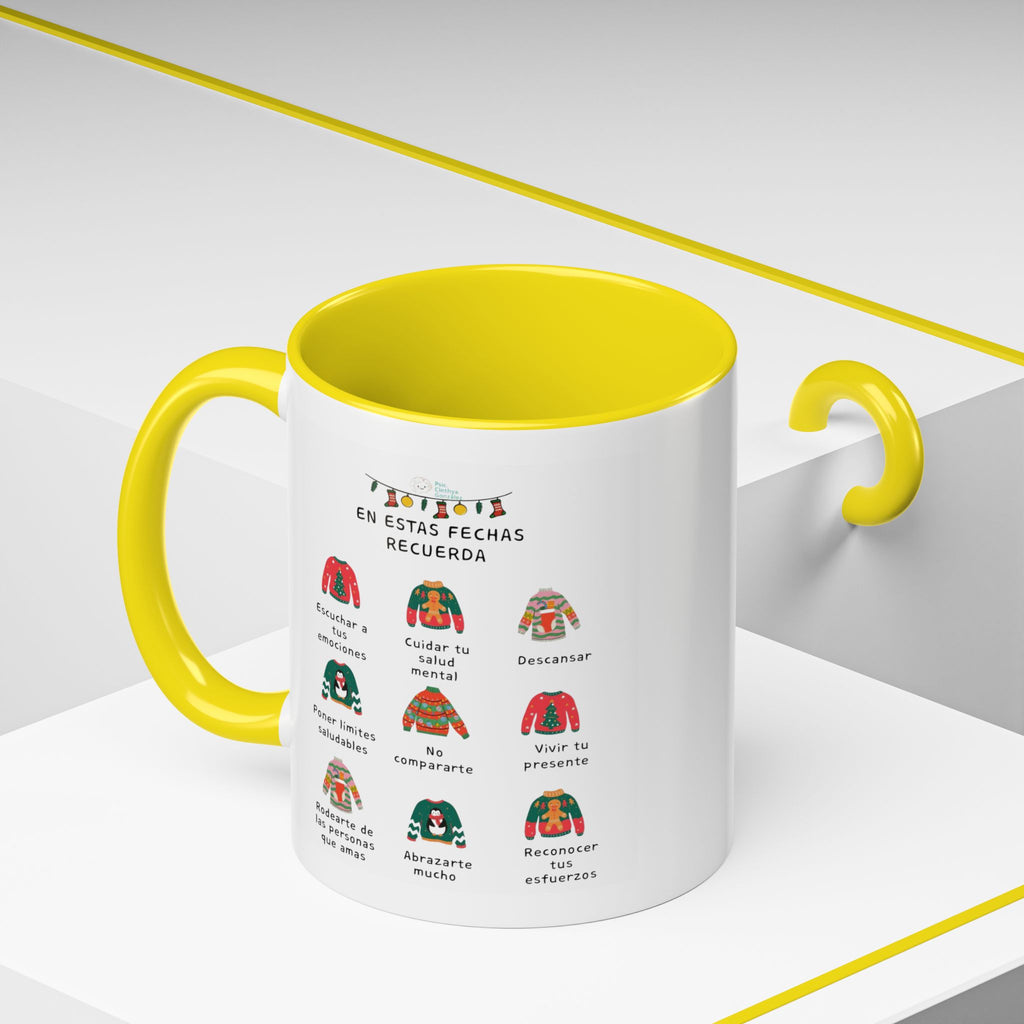 Coffee Mug — 'En Estas Fechas Recuerda' Holiday Sweater Reminder Accent Mug (11/15oz)