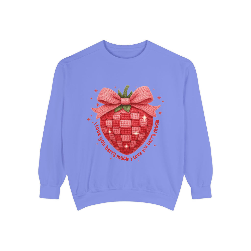 Strawberry Bow Sweatshirt  "I Love You Berry Much" Cute Valentine Pullover