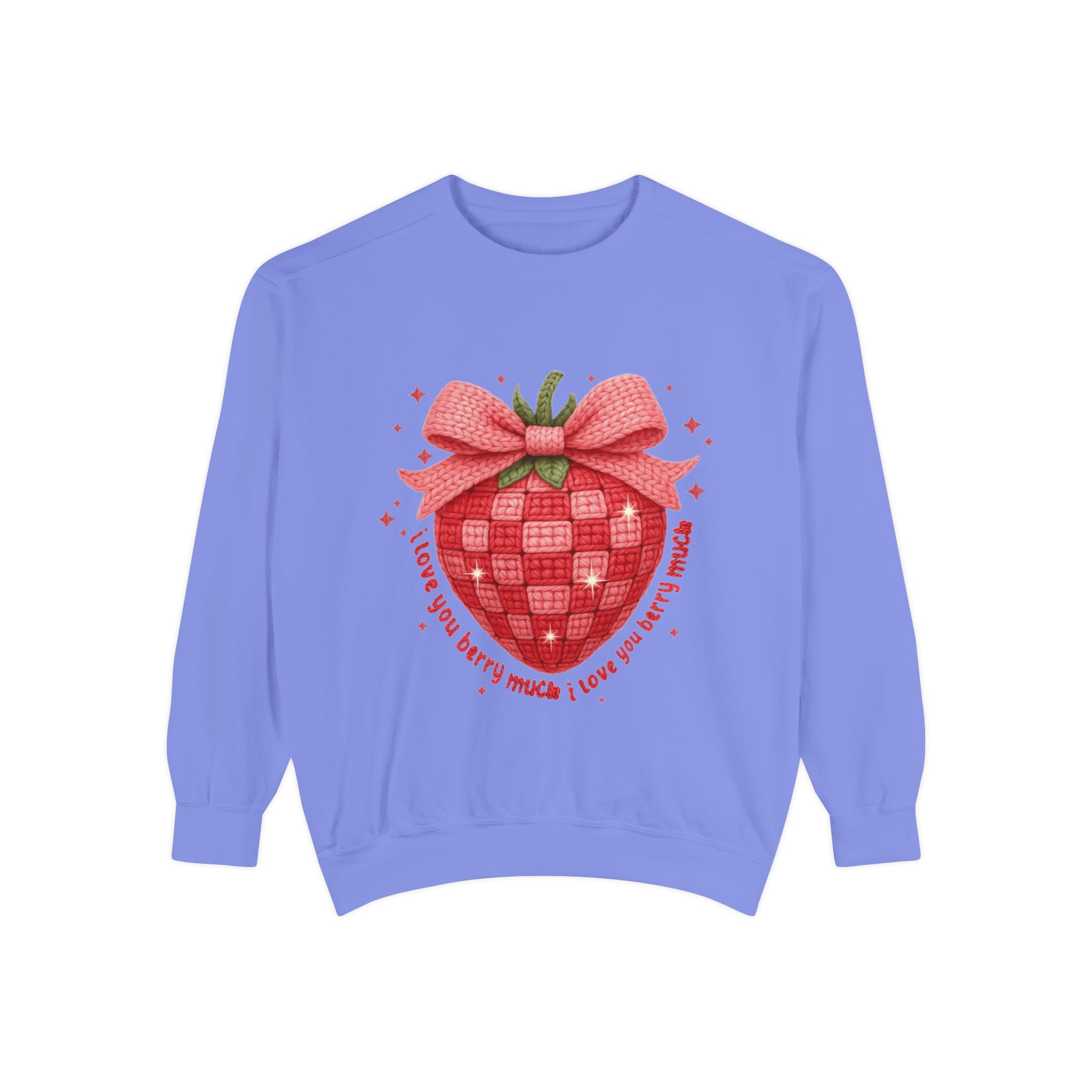 Strawberry Bow Sweatshirt  "I Love You Berry Much" Cute Valentine Pullover