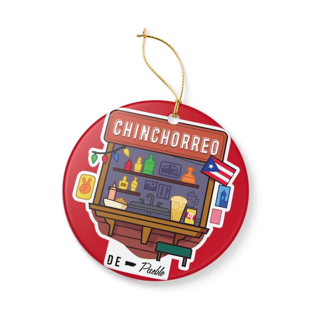 Chinchorreando Ceramic Christmas Ornament - Puerto Rican Decor