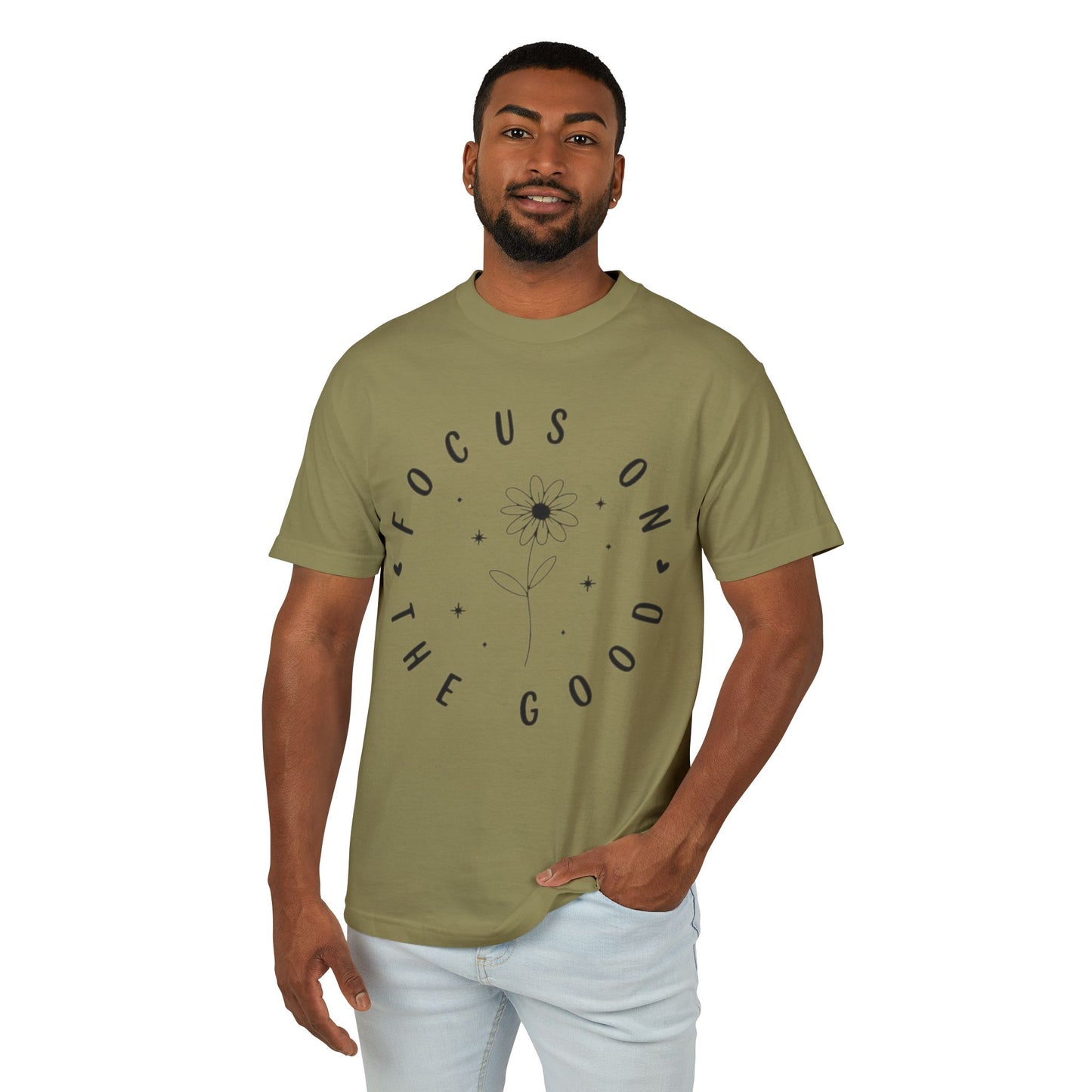 Focus on the Good Tee Positive Message Floral Graphic TShirt