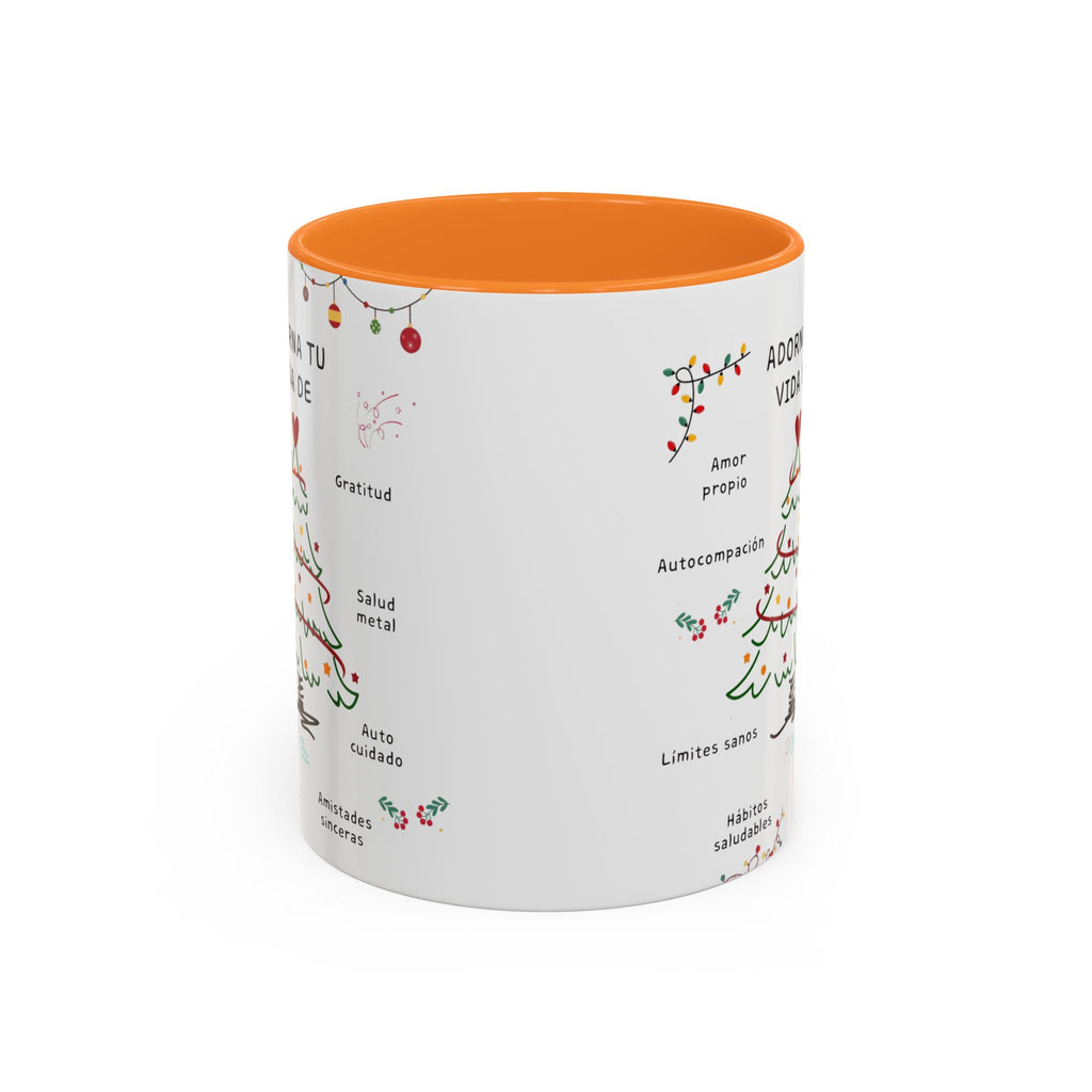 Mug — 'Adorna Tu Vida' Christmas Tree Spanish Holiday Coffee Mug (11oz/15oz)