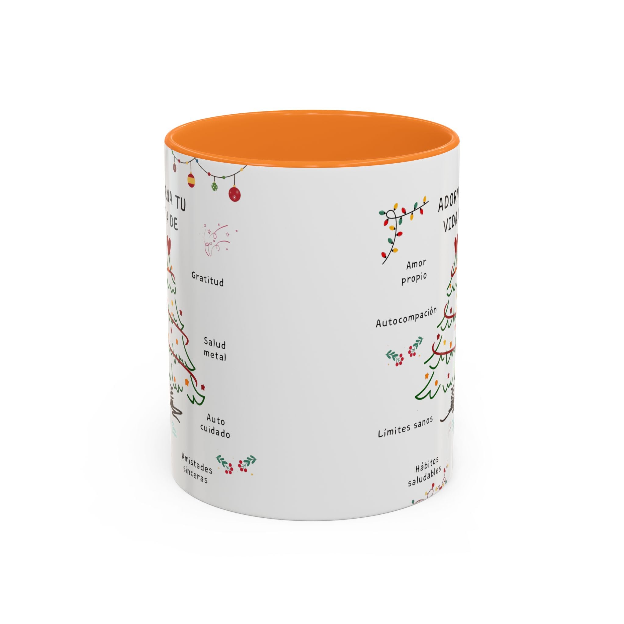 Mug — 'Adorna Tu Vida' Christmas Tree Spanish Holiday Coffee Mug (11oz/15oz)