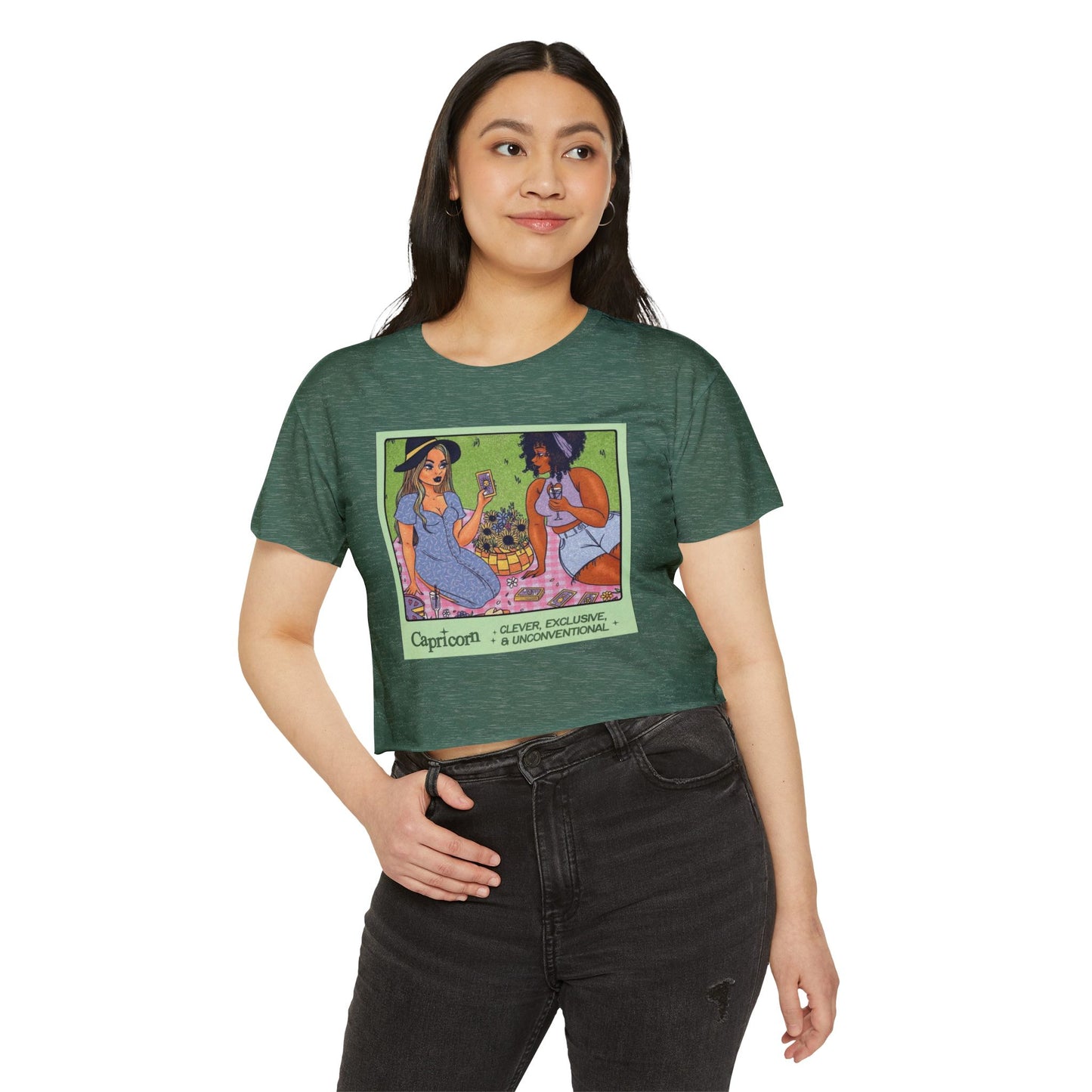 Halloween lovers Women's Festival Crop Top - Playful Capricorn Design, Boho Chic Style, Summer Tops, Festival Outfits, Gift for Her