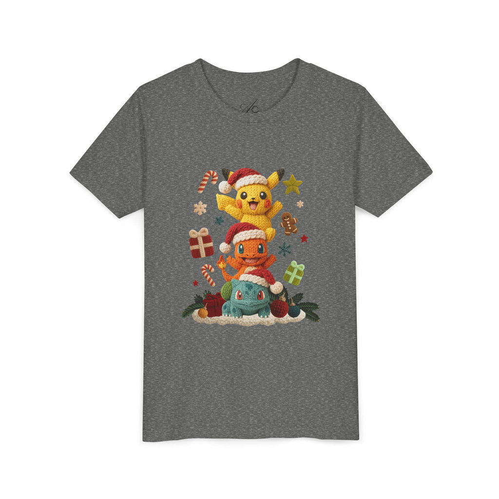 Kids Holiday Tee  Cute Stacked cartoon Characters Christmas Design