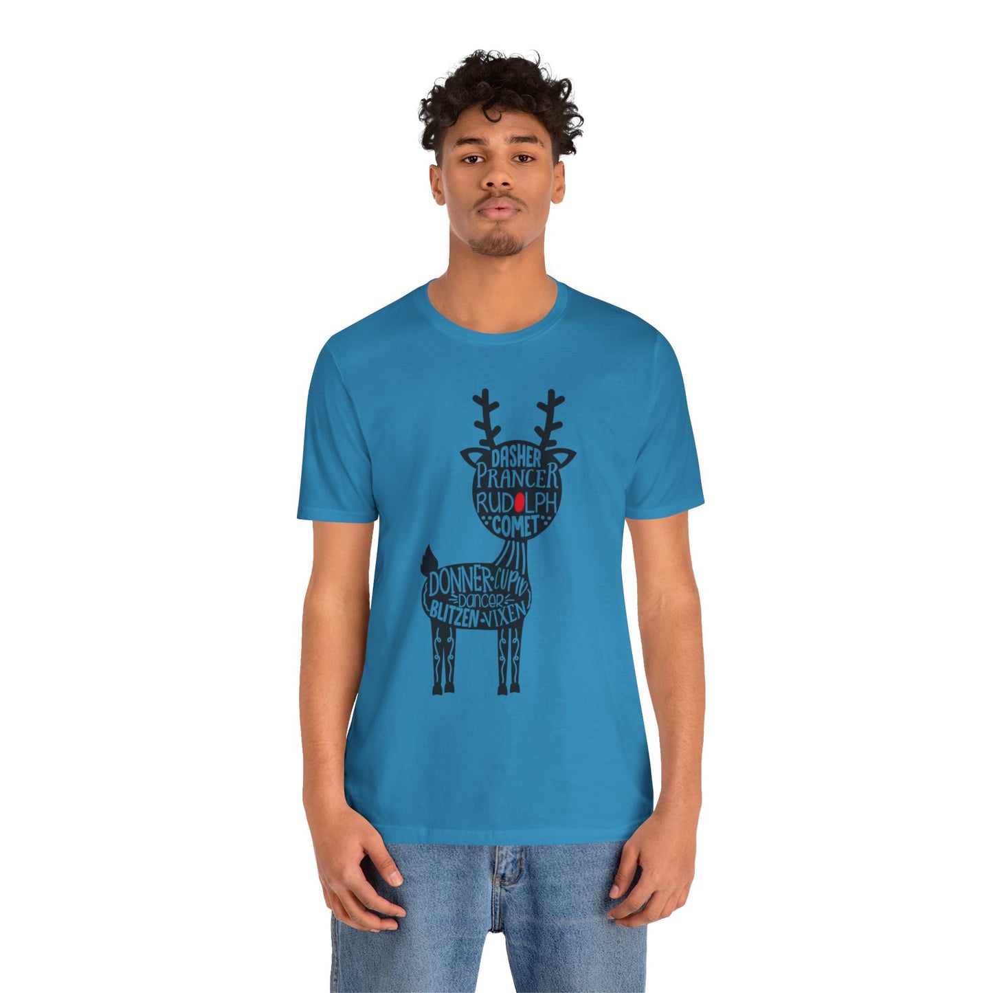 Christmas Reindeer Graphic Tee - Unisex Jersey Short Sleeve Shirt