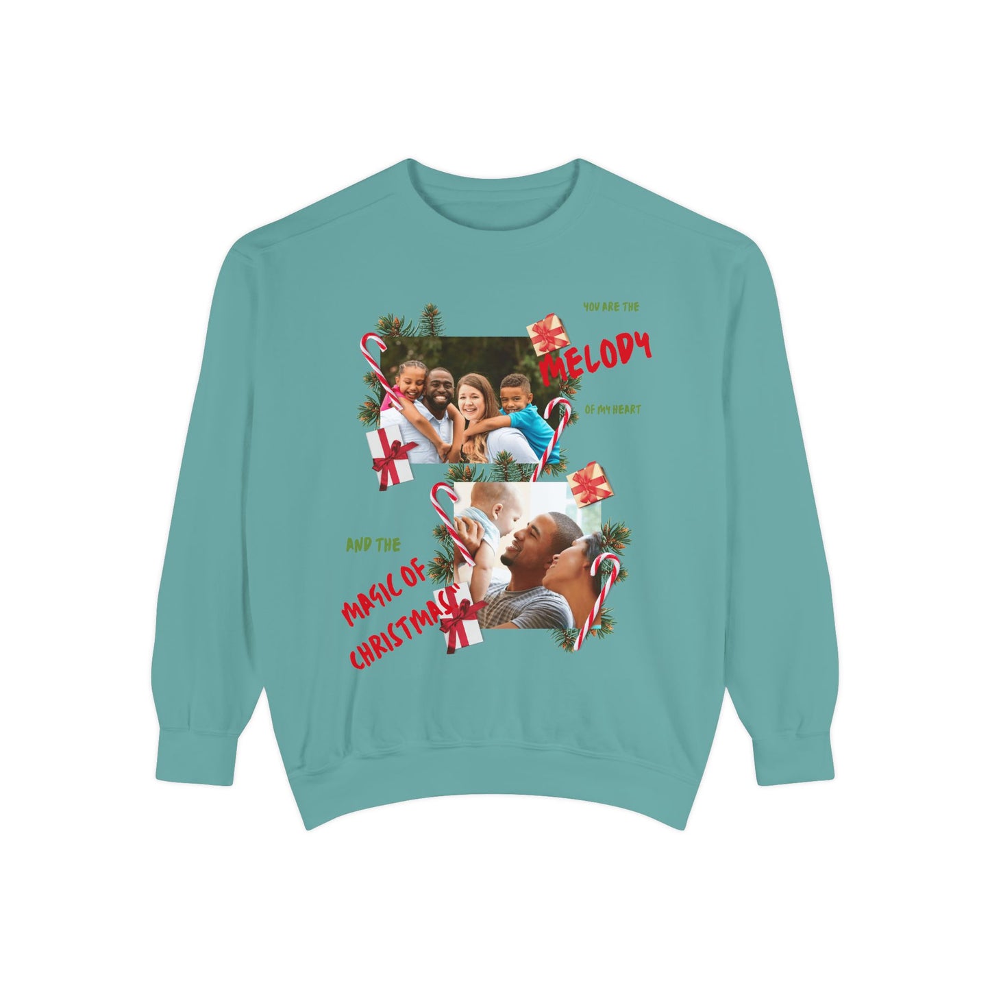 Personalized Christmas Photo Sweatshirt – “You Are the Melody” Holiday Crewneck