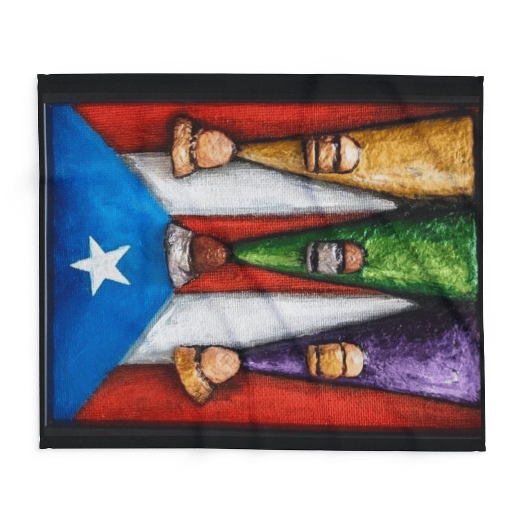 Puerto Rican Flag Nativity Fleece Blanket Three Kings Day Navidad Boricua
