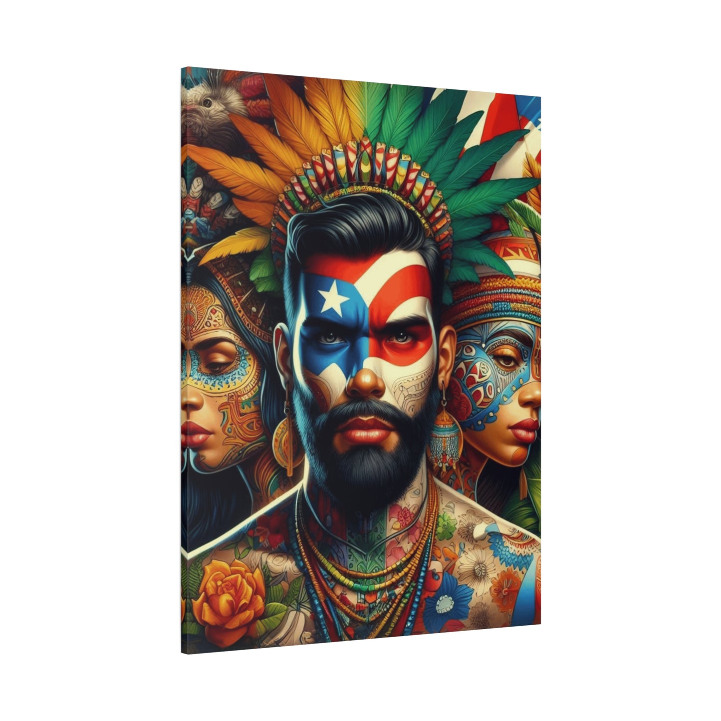 La Isla del Encanto Taíno Symbol Design Vibrant Cultural Art Canvas Print, Wall Decor, Home Decoration, Unique Artwork, Bohemian Style, Gift for Art Lovers