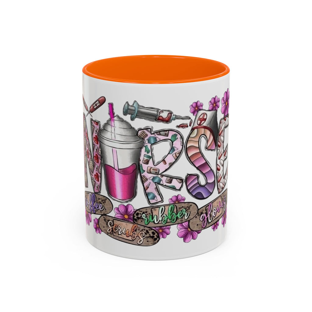 Nurse Love Coffee Mug  Cute Floral Medical Stethoscope & Syringe Design (11/15oz) Medical Christmas Mug