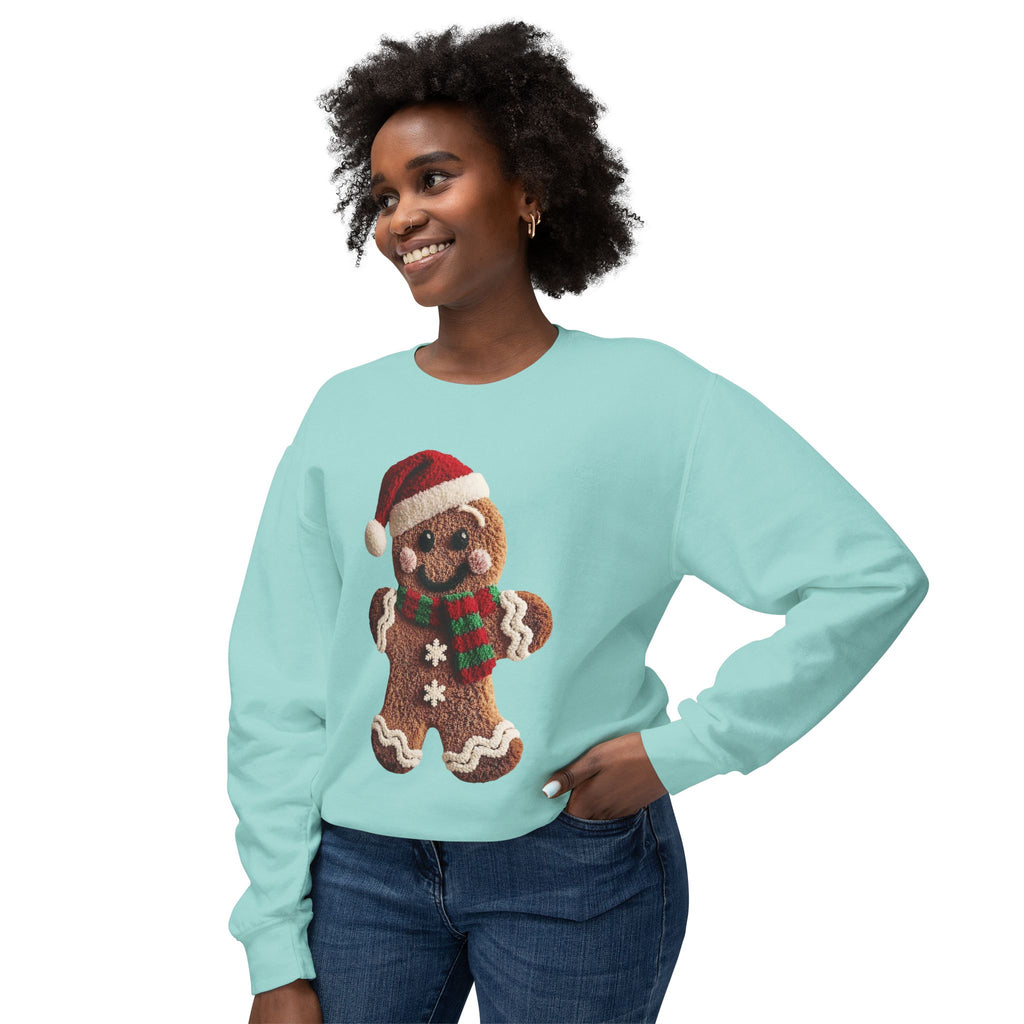 Gingerbread Cookie Christmas Sweatshirt – Cute Santa Hat & Scarf Holiday Crewneck