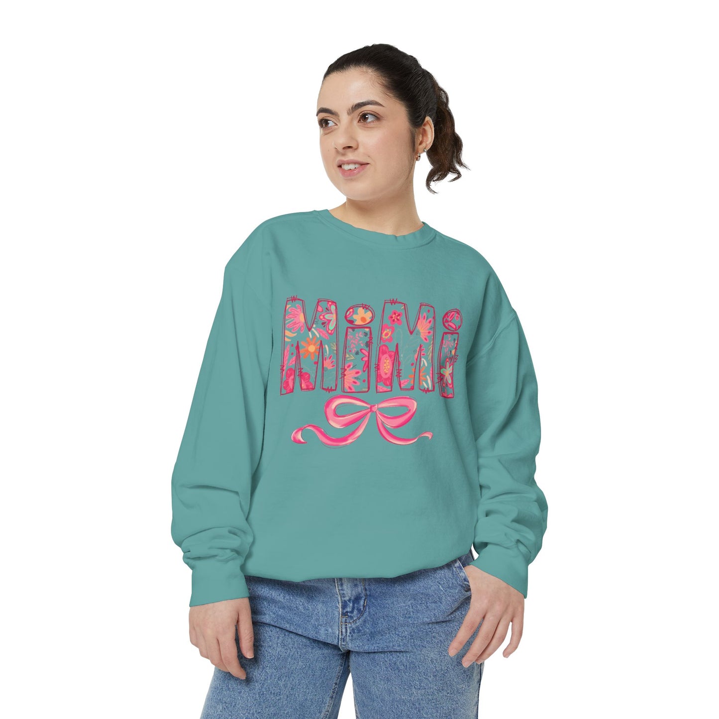 Mama Floral Sweatshirt  Pink Floral 'MAMA' Design with Bow