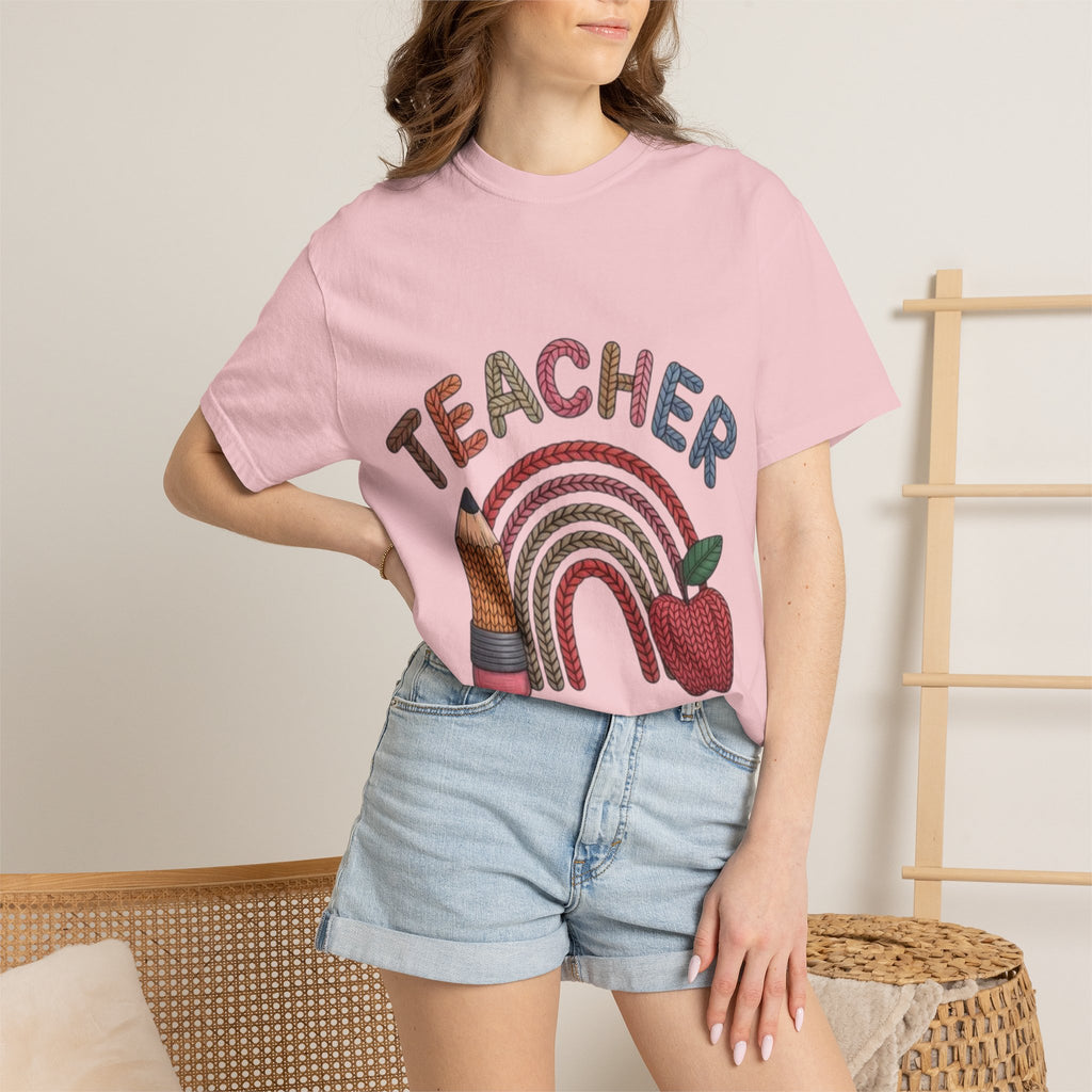 Teacher Rainbow Pencil & Apple T-Shirt — Back-to-School Gift for Educators