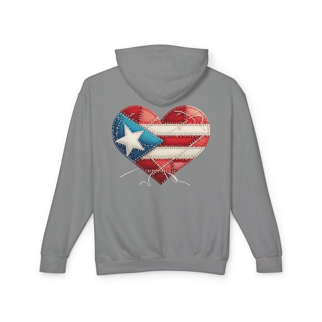 Jíbara Hoodie — Puerto Rican Heart Flag Lightweight Hooded Sweatshirt