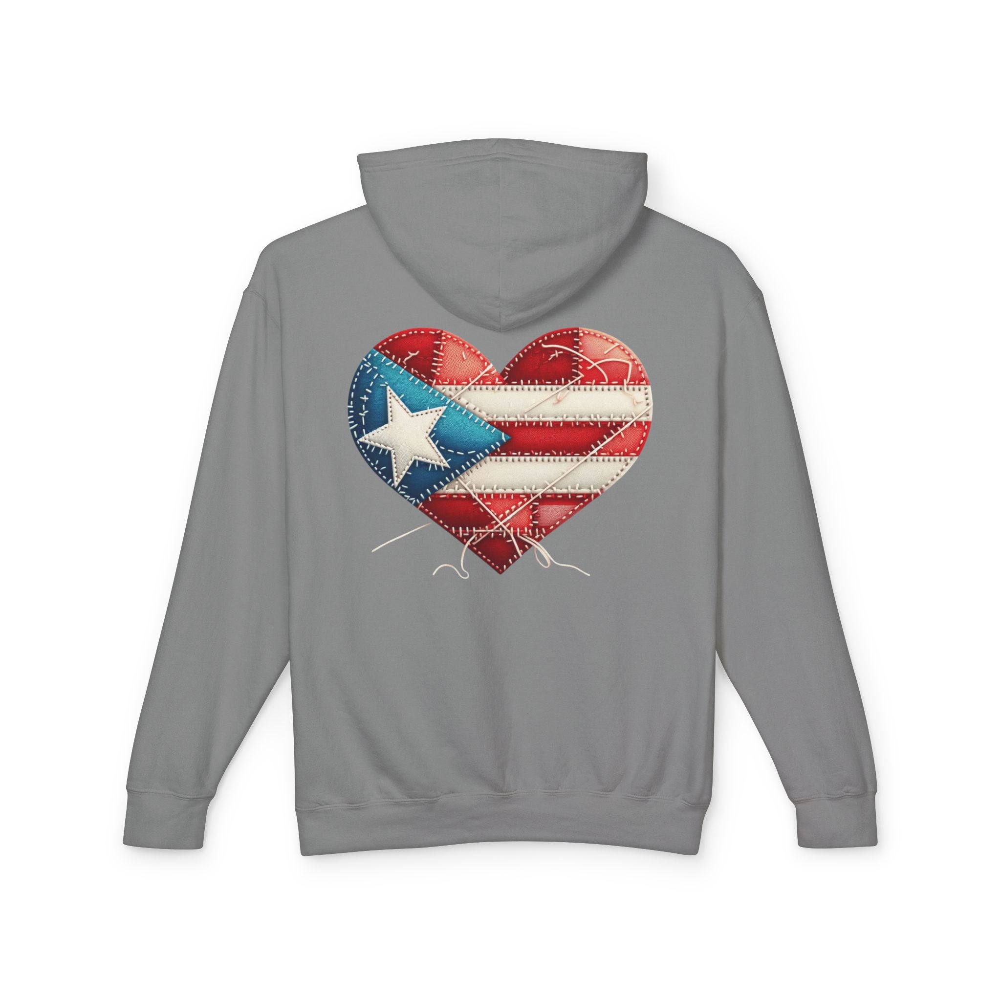 Jíbara Hoodie — Puerto Rican Heart Flag Lightweight Hooded Sweatshirt