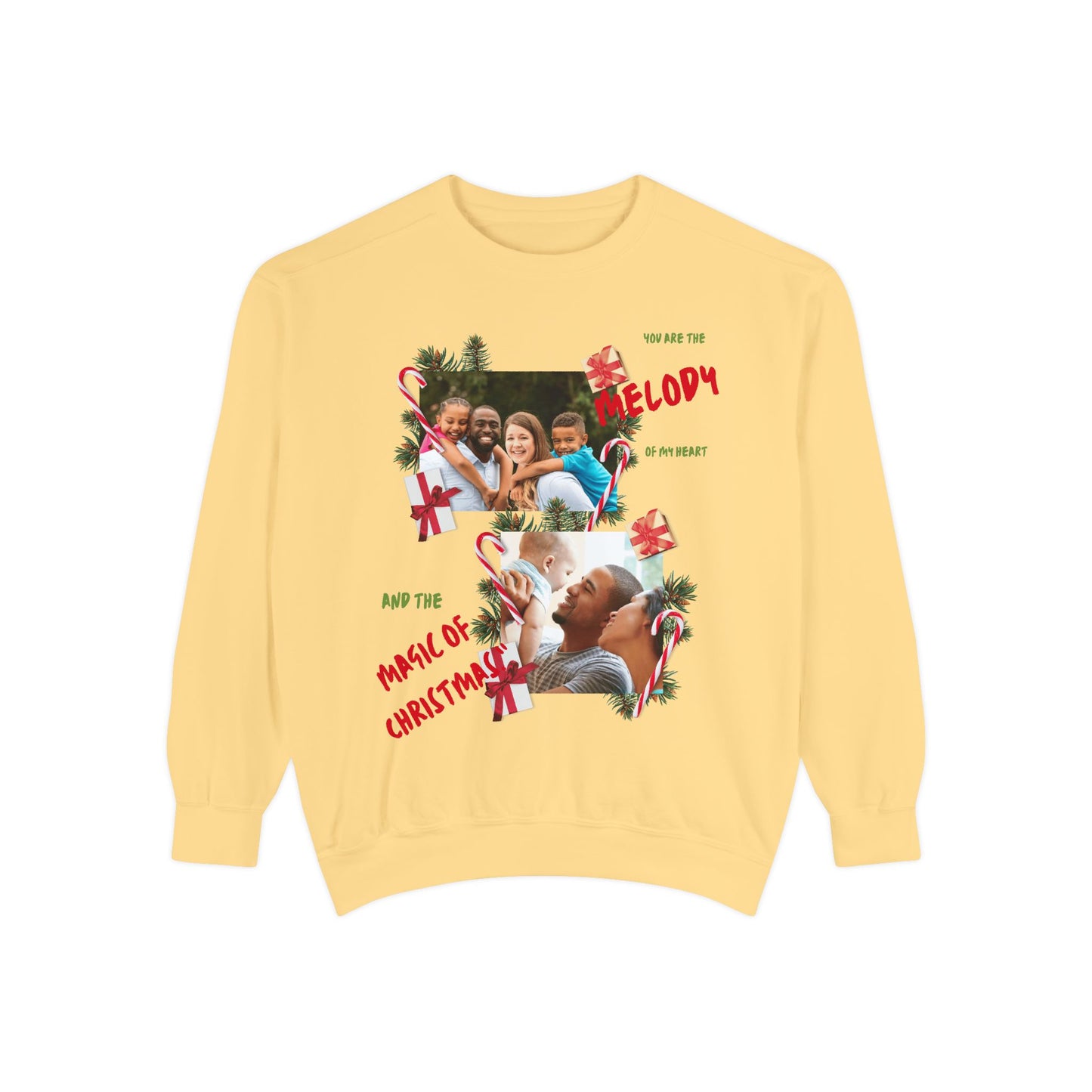 Personalized Christmas Photo Sweatshirt – “You Are the Melody” Holiday Crewneck