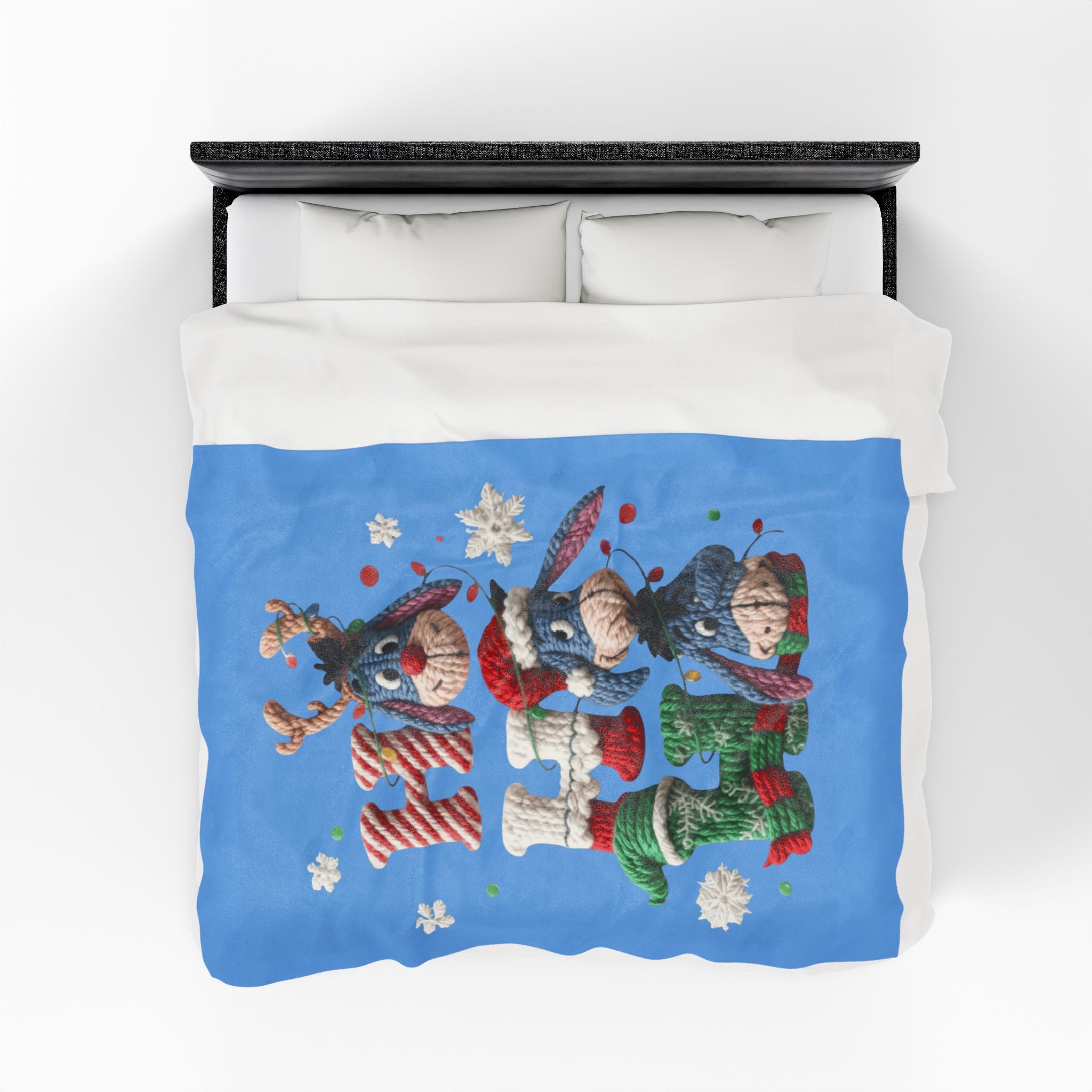 Holiday Eeyore Velveteen Plush Blanket — Cute Christmas Knit-Style Design