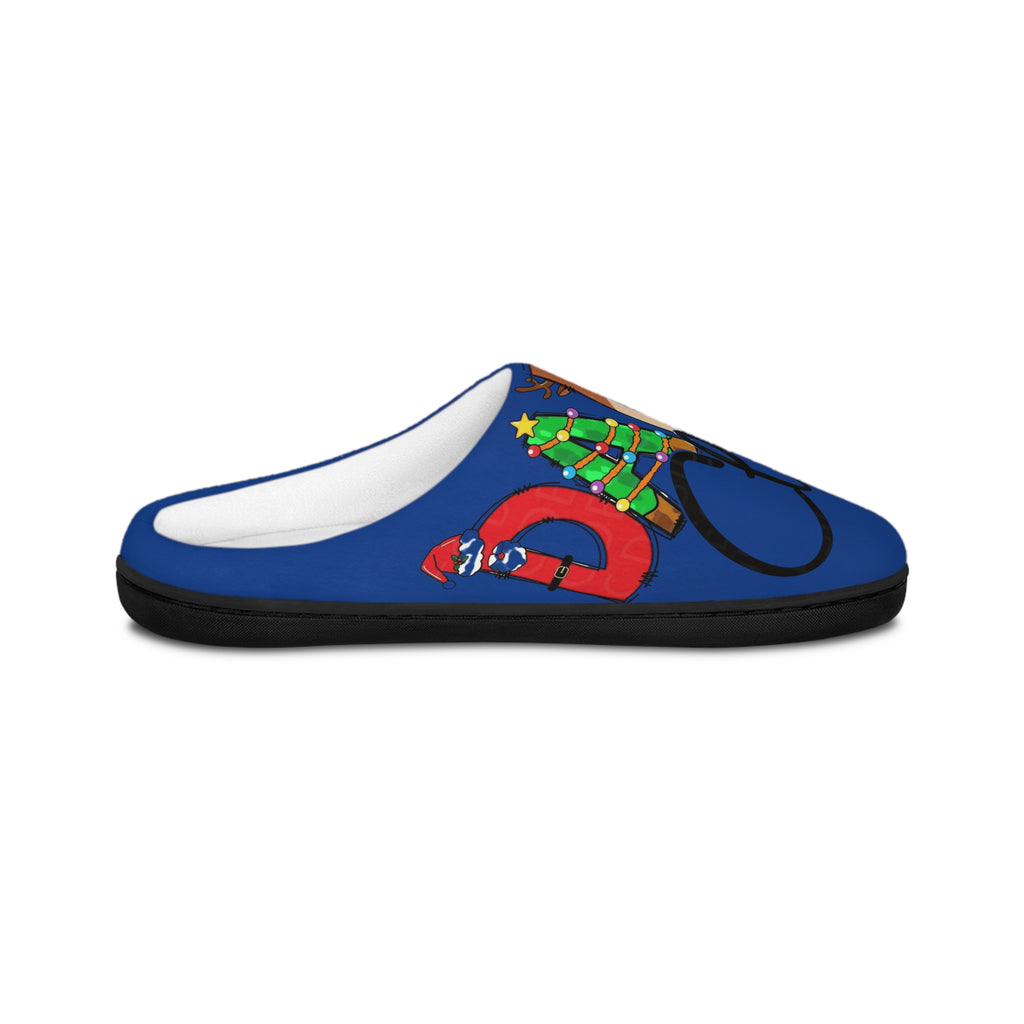 Men's Slippers - 'Dad Claus' Holiday Indoor Slip-On with Festive Christmas Design