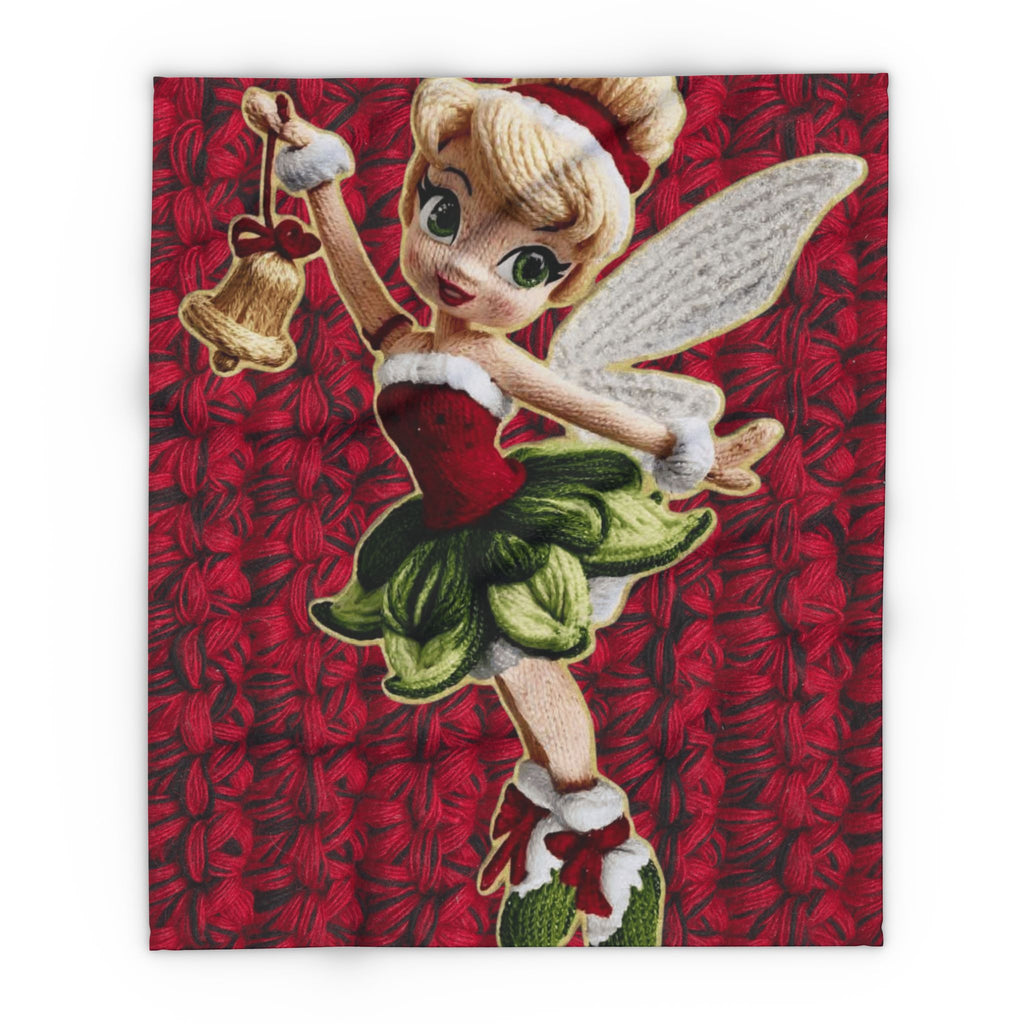 Christmas Fairy Fleece Blanket – Vintage Tinker Bell Holiday Throw