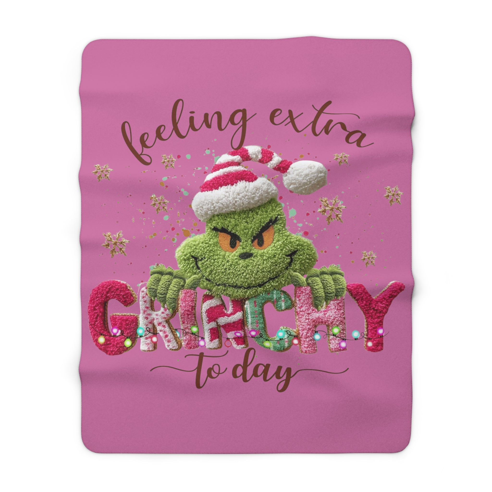 Magical Christmas Cartoon Blanket Feeling Extra Grinchy Today Sherpa Blanket - Cozy Holiday Throw