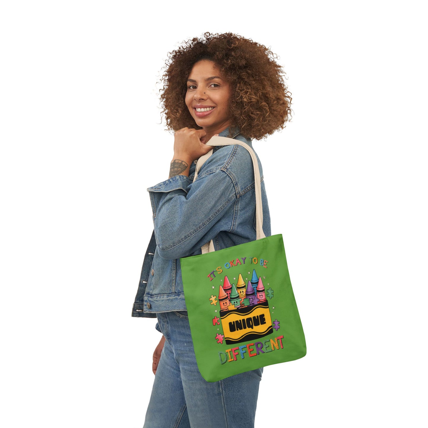 Autism Awareness & Pride Collection Unique Canvas Tote Bag with Colorful Castle Design