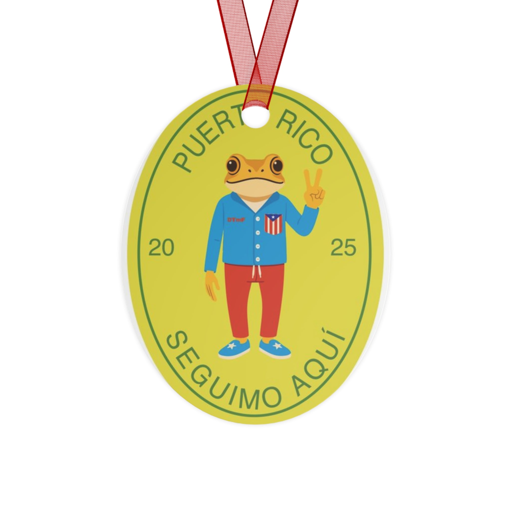 Puerto Rico Frog Metal Ornament - Fun Holiday Decoration 2025