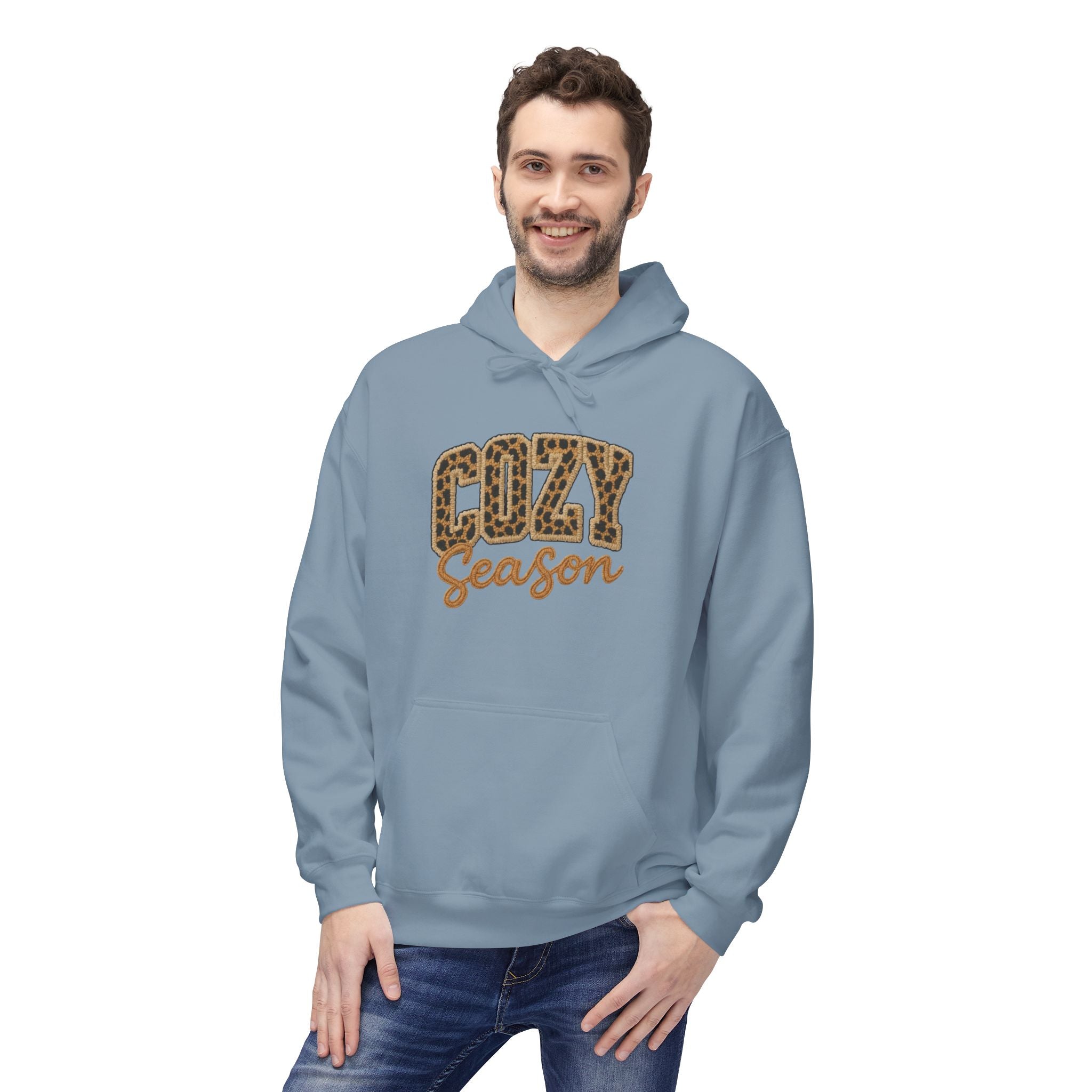 Cozy Season Leopard Hoodie — Fall Winter Graphic Pullover