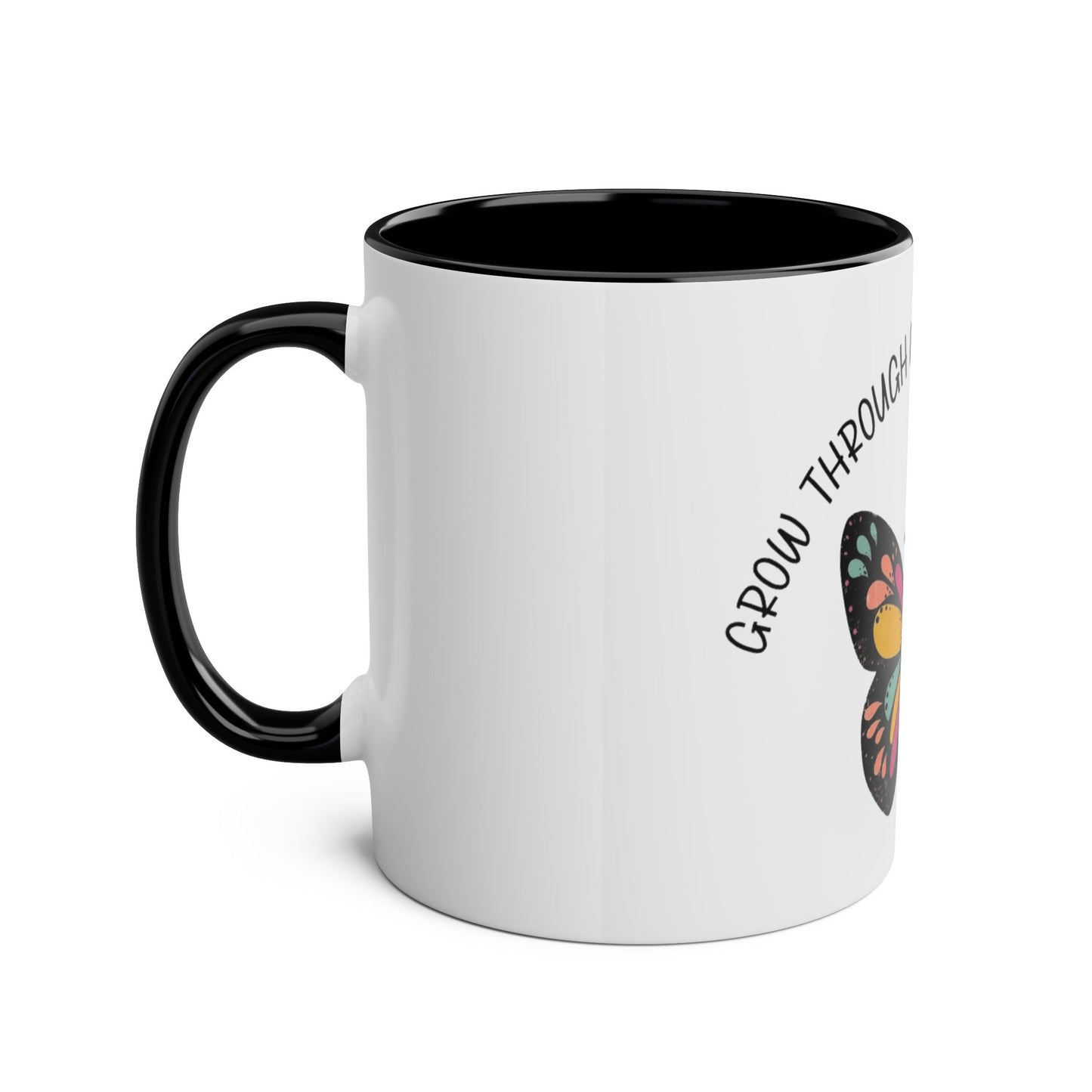 Start your day with meaning. Inspirational Two-Tone Mug for Growth Mindset, Butterfly Design, Coffee or Tea Lover Gift, Motivational Quote, Perfect for Self-Care
