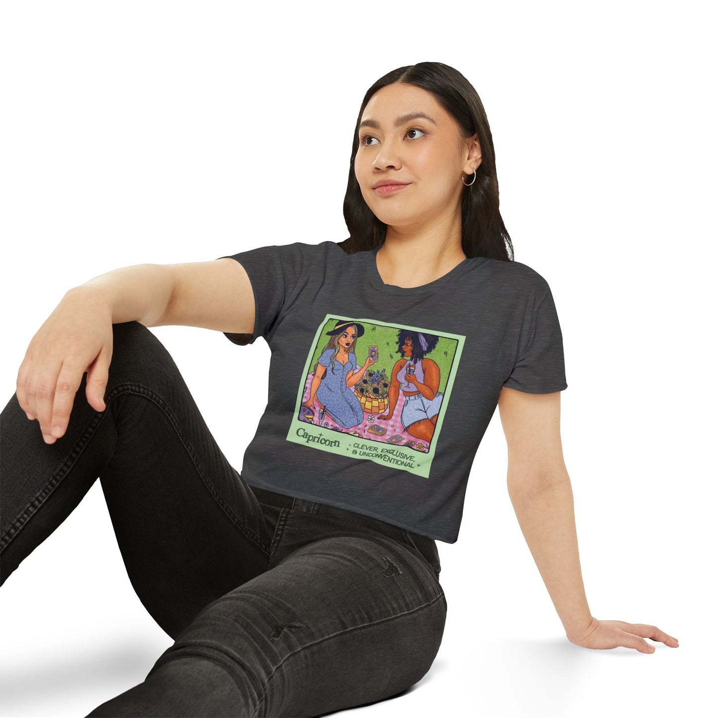 Halloween lovers Women's Festival Crop Top - Playful Capricorn Design, Boho Chic Style, Summer Tops, Festival Outfits, Gift for Her