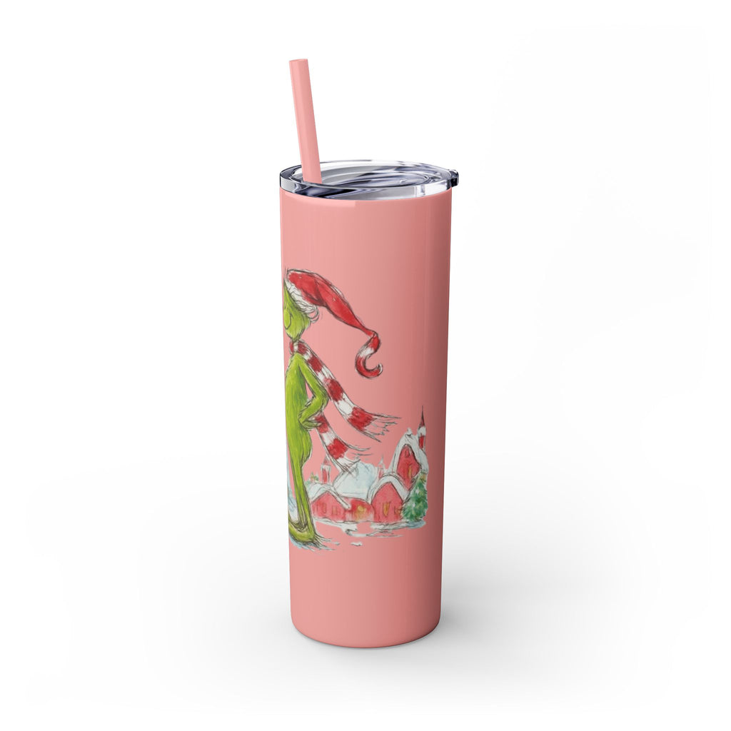 Grinch Christmas Skinny Tumbler with Straw — Dr. Seuss Holiday Quote Design, 20oz Christmas Mugs Collection