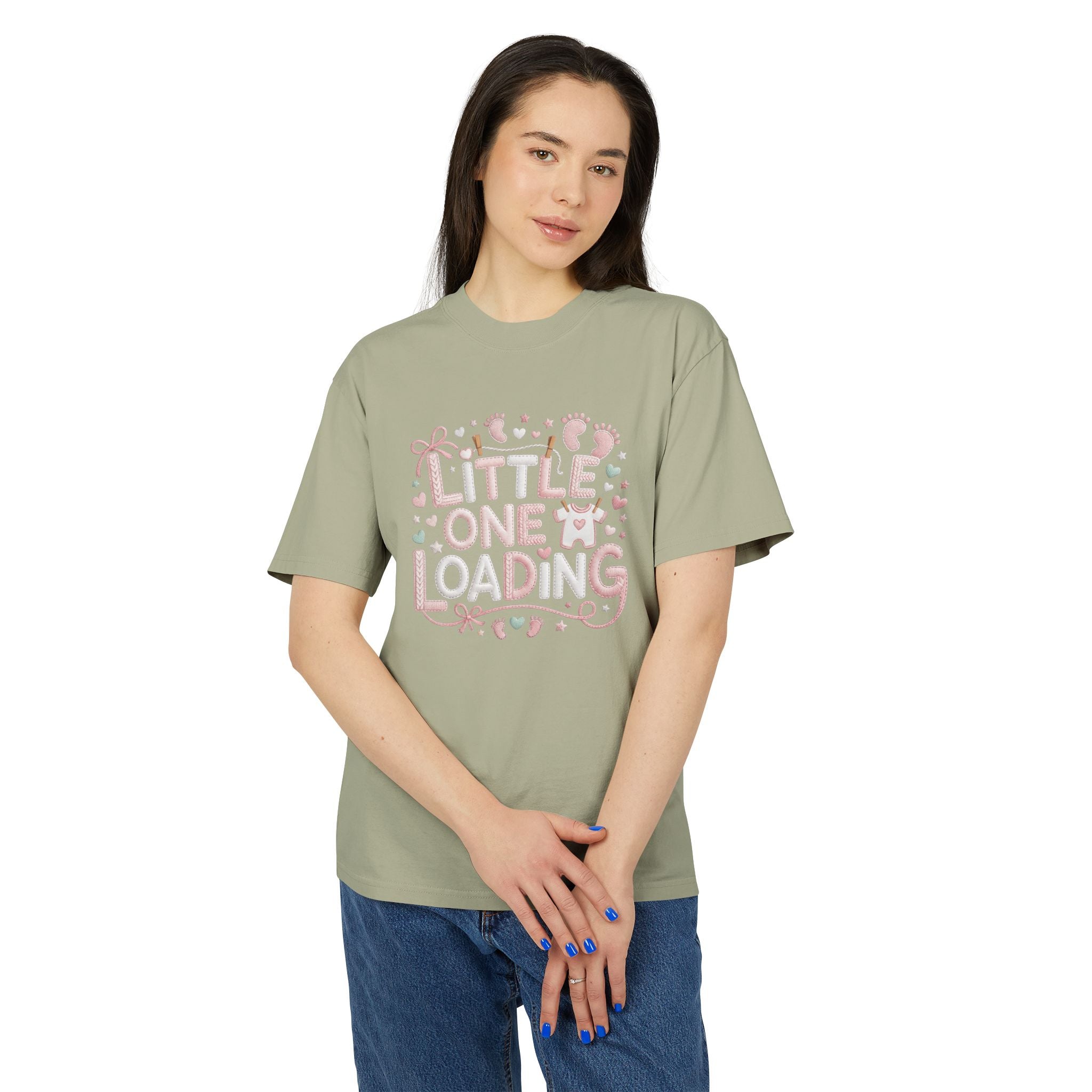 Pregnancy Announcement T‑Shirt  “Little One Loading” Cute Pastel Maternity Tee
