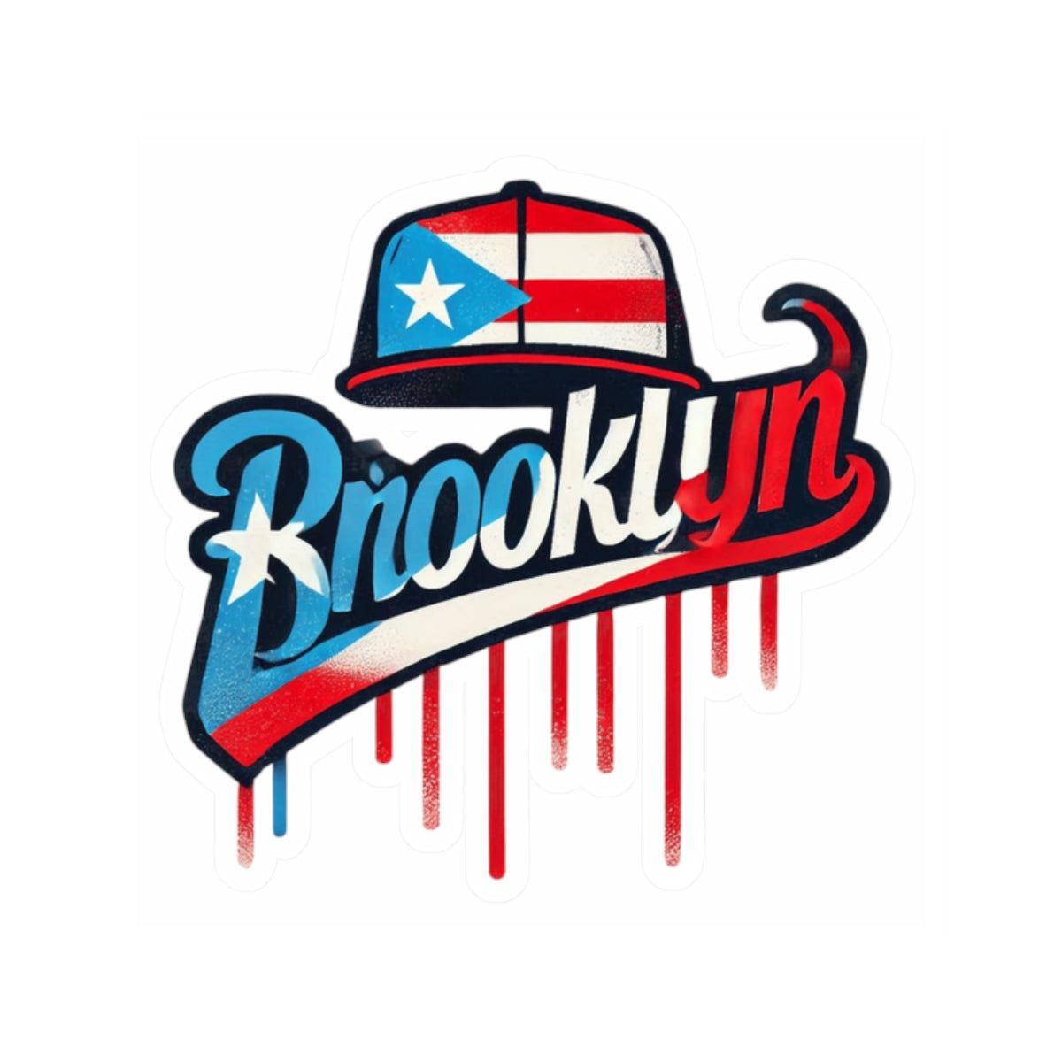 Brooklyn Kiss-Cut Stickers, Puerto Rican Pride, Laptop Decor, NYC Stickers, Urban Art, Car Stickers, Celebration of Culture