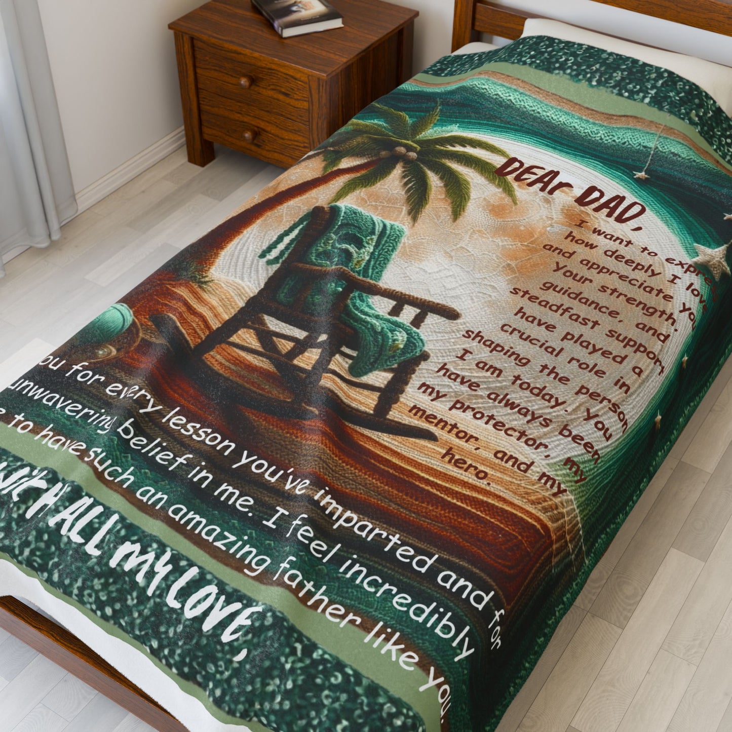 Dear Dad Velveteen Plush Blanket  Sentimental Father’s Day Gift with Rocking Chair Poem