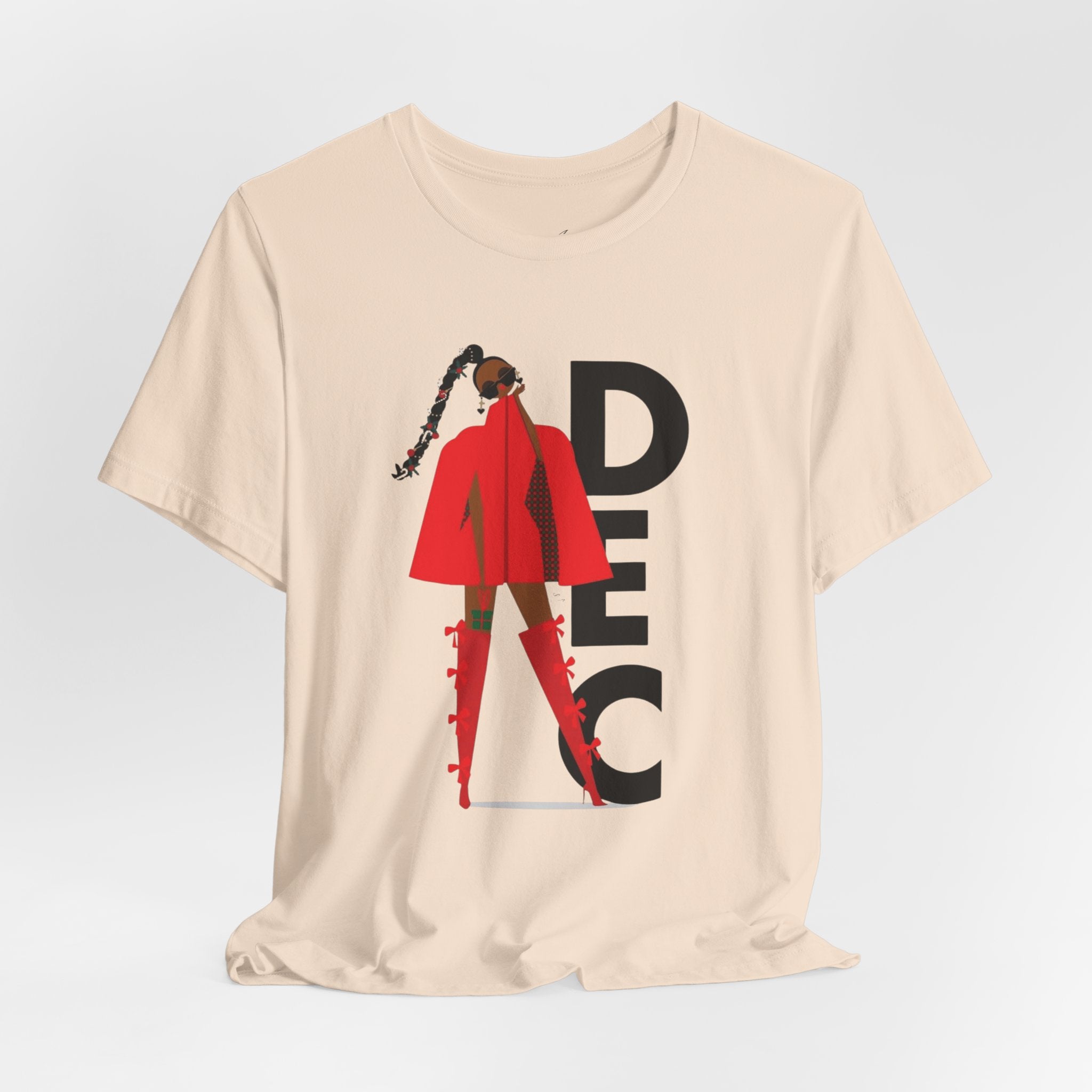 December Fashion Tee  Red Coat Model Graphic Shirt