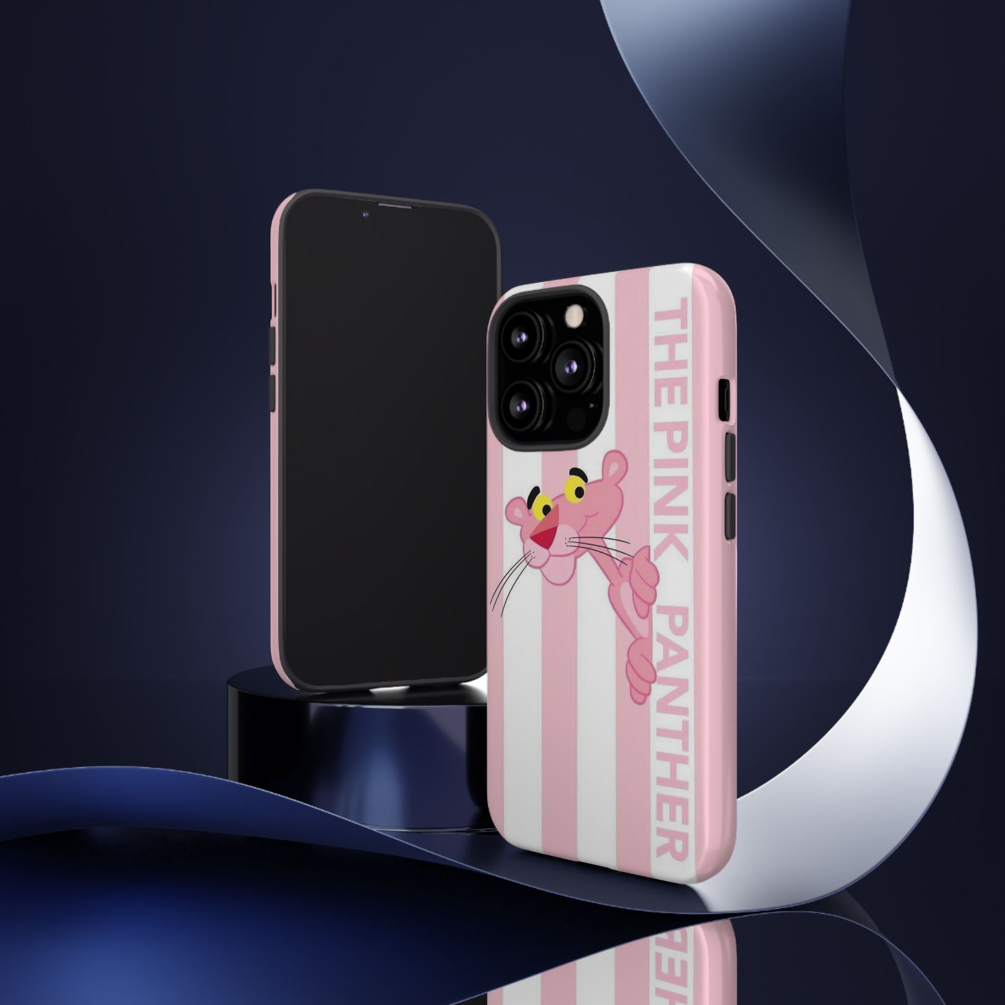 Pink Panther Tough Case Retro Striped Phone Case with "The Pink Panther" Design
