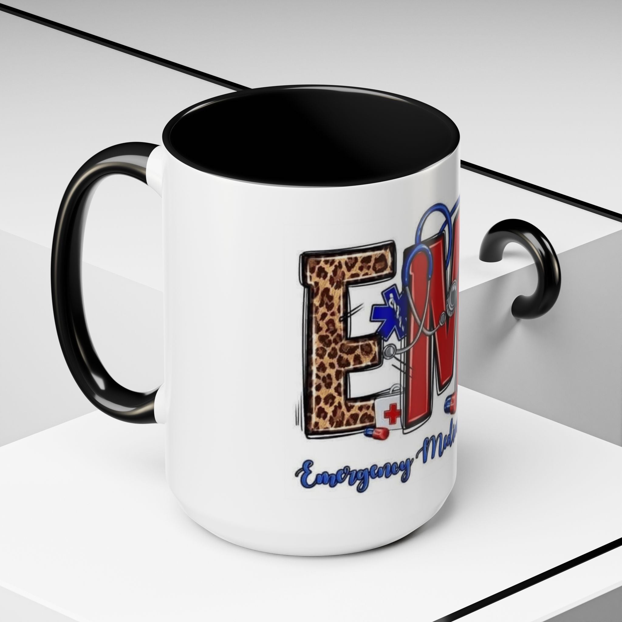 EMT Coffee Mug — Emergency Medical Technician Ambulance Stethoscope Design (11/15oz) Medical Christmas Mug