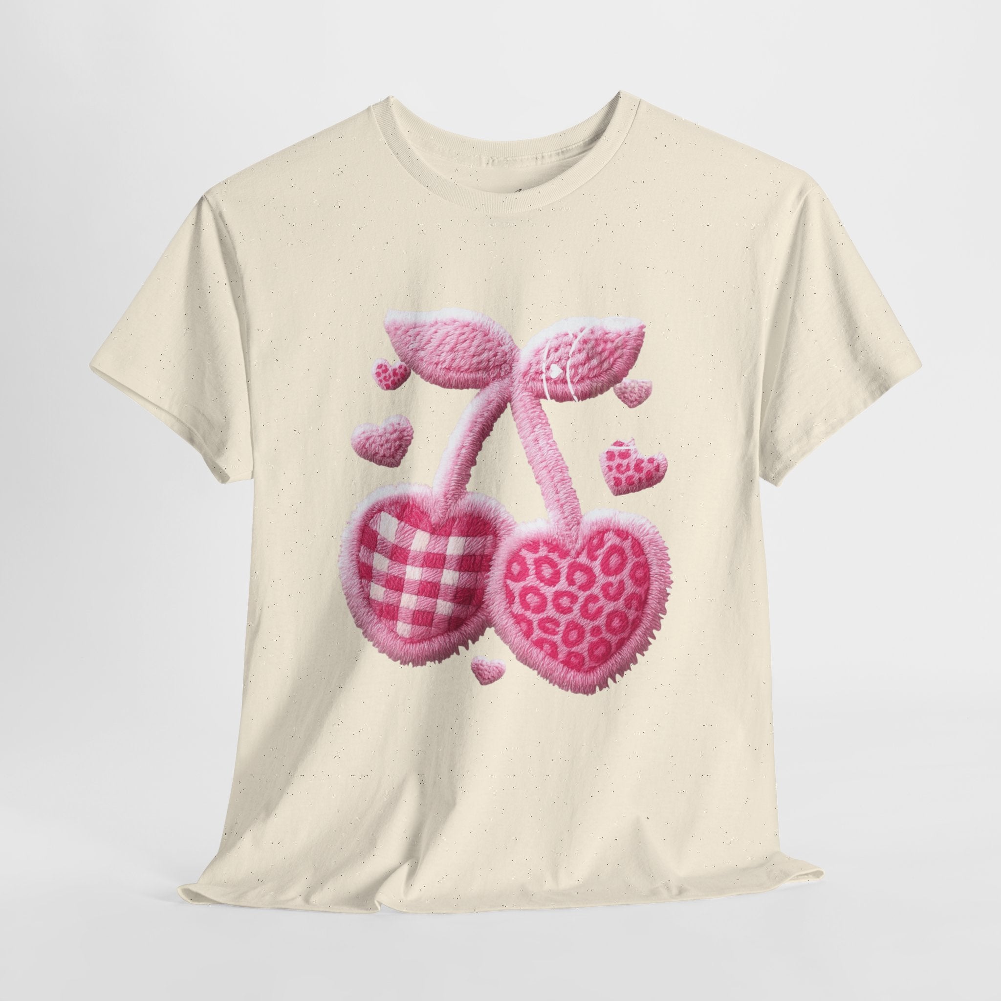 Pink Heart Cherries Tee  LOVE Graphic Valentine T-Shirt